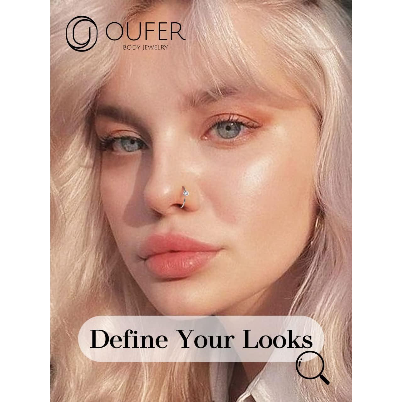 Anillo de Nariz de Plata Esterlina 925 OUFER 20G CZ Transparente