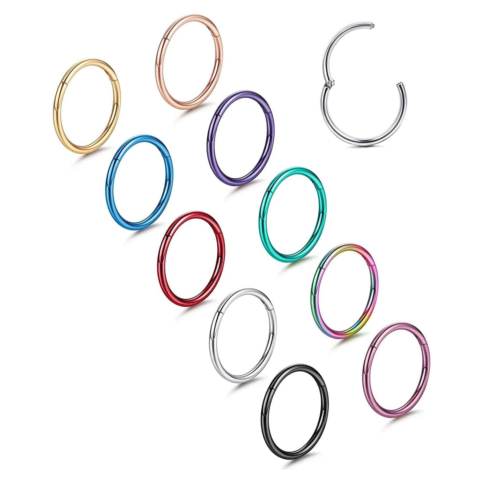 Set de 10 Aros de Septum Besteel 18G Acero Quirúrgico 10MM