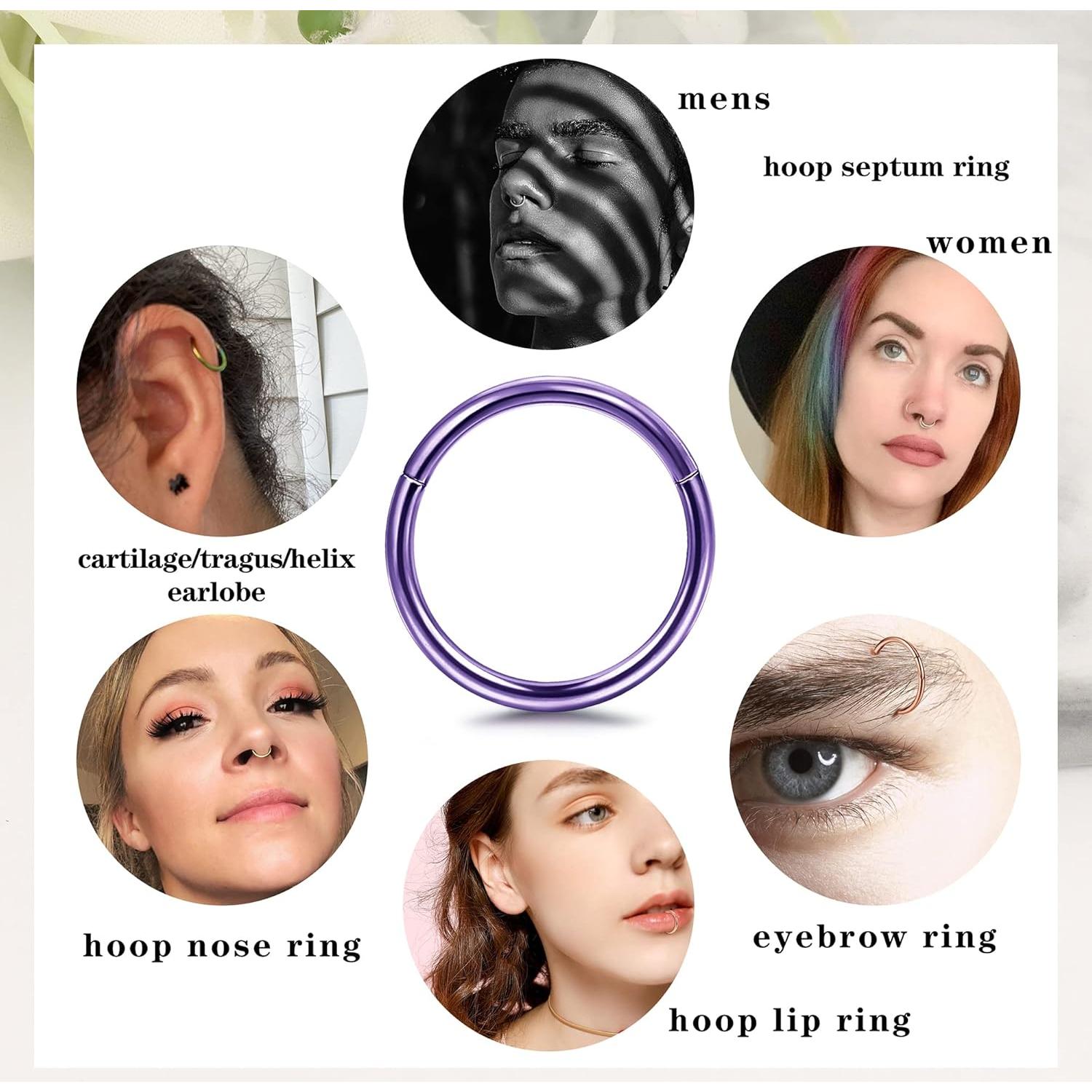 Set de 10 Aros de Septum Besteel 18G Acero Quirúrgico 10MM