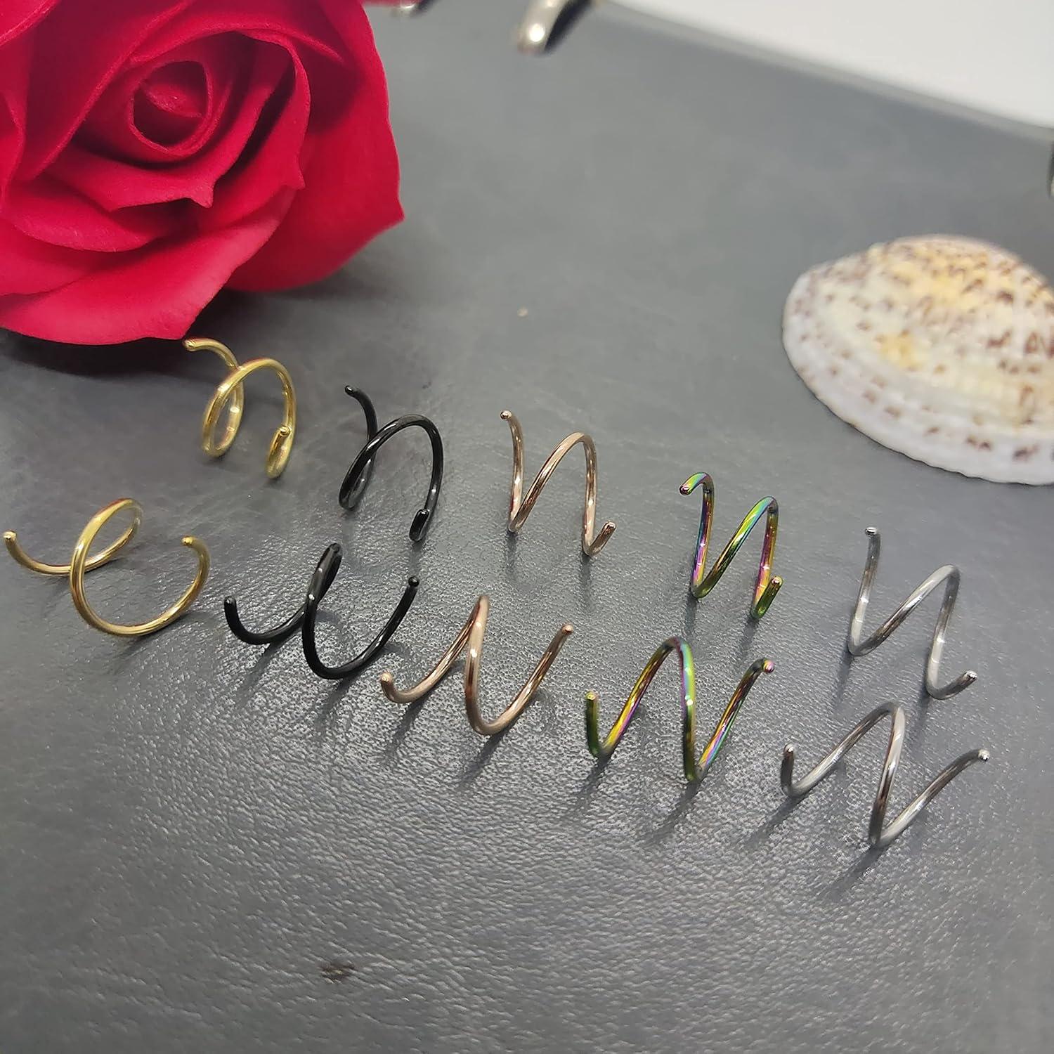 Aro de Nariz Doble Acero Inoxidable 18g Espiral Unisex