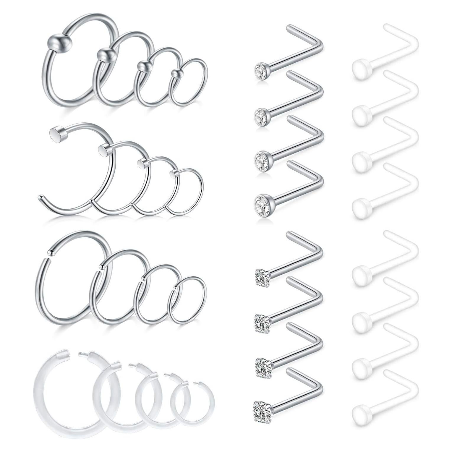 Aros Nasales D.Bella 10Pcs 18G Acero Quirúrgico Plata 2mm