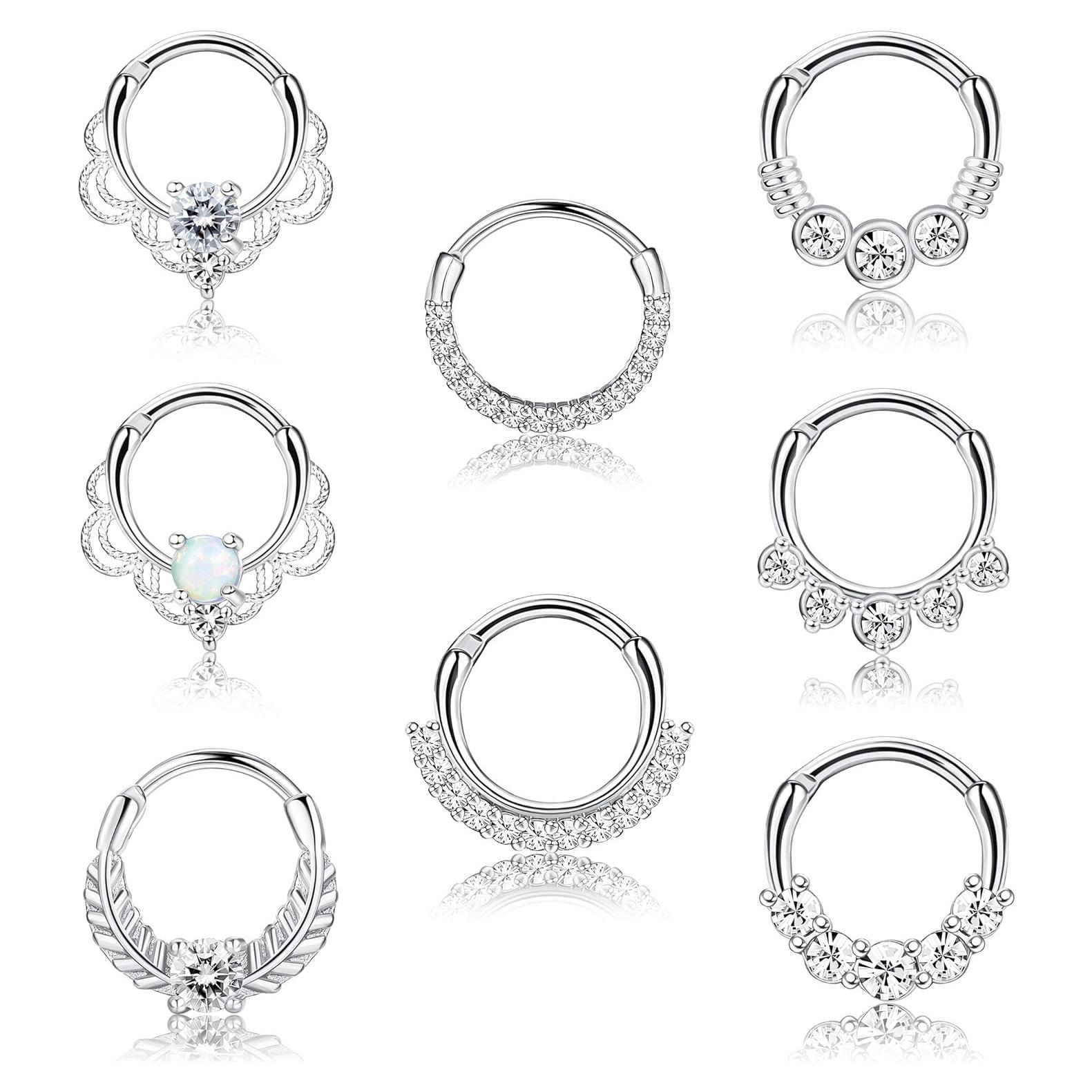 Anillos Clicker Septum 8Pcs LOYALLOOK Acero Inoxidable