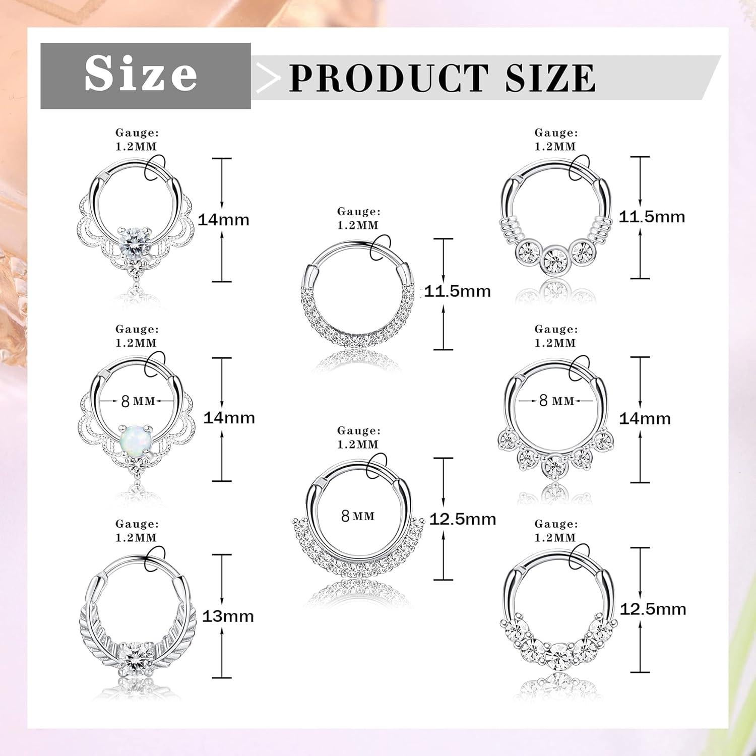 Anillos Clicker Septum 8Pcs LOYALLOOK Acero Inoxidable