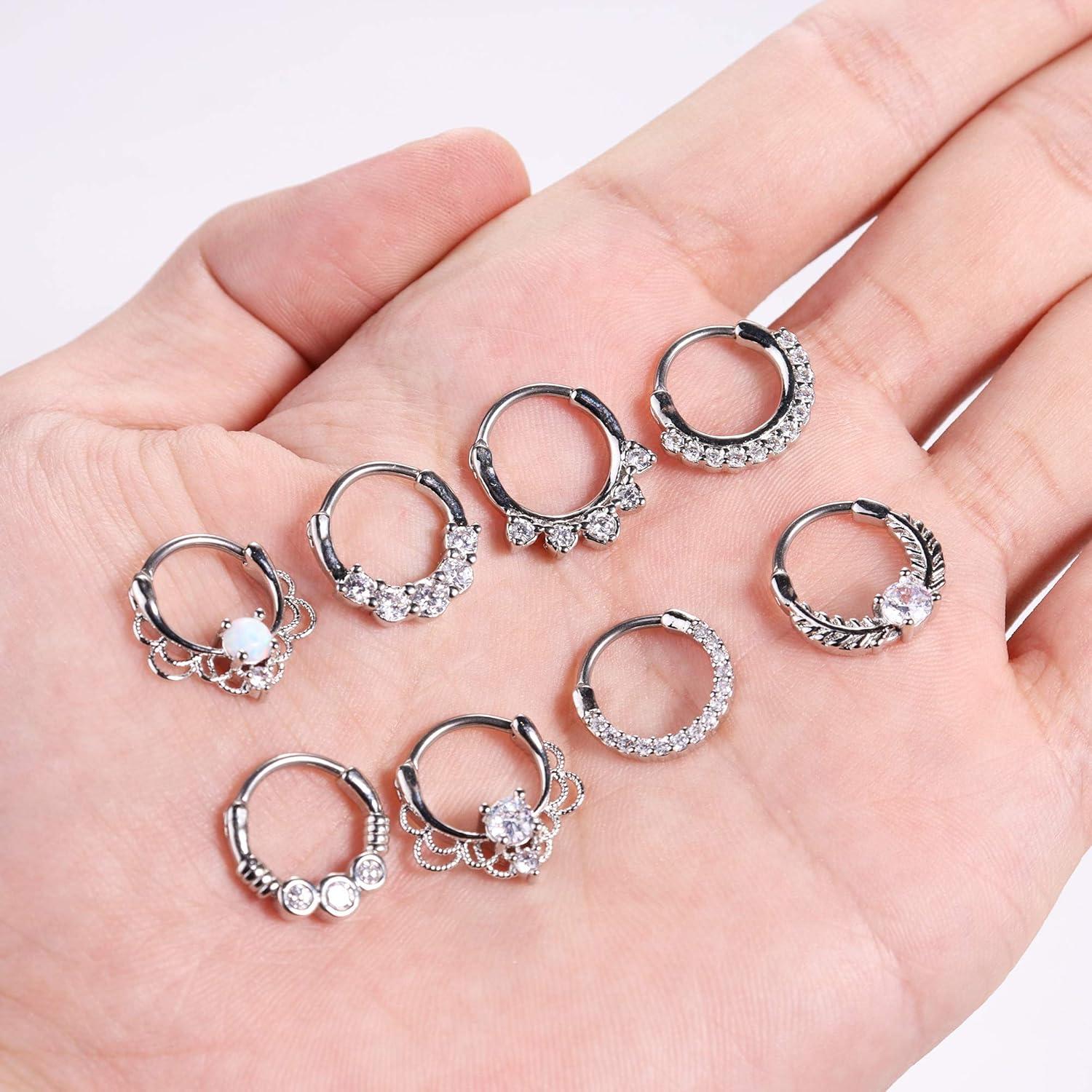 Anillos Clicker Septum 8Pcs LOYALLOOK Acero Inoxidable