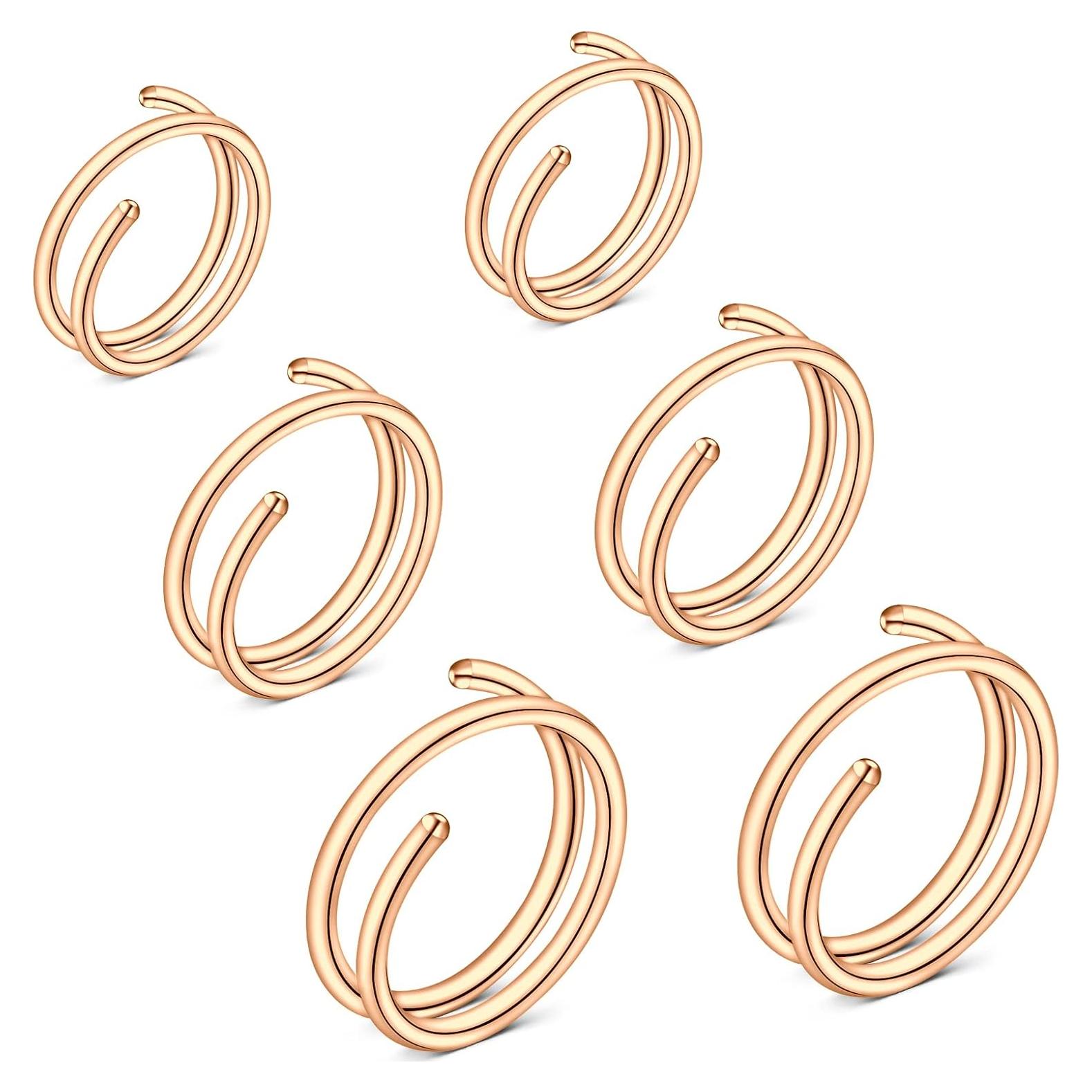 Anillo de Nariz Doble Aro FECTAS 20G Acero Inoxidable 6PCS