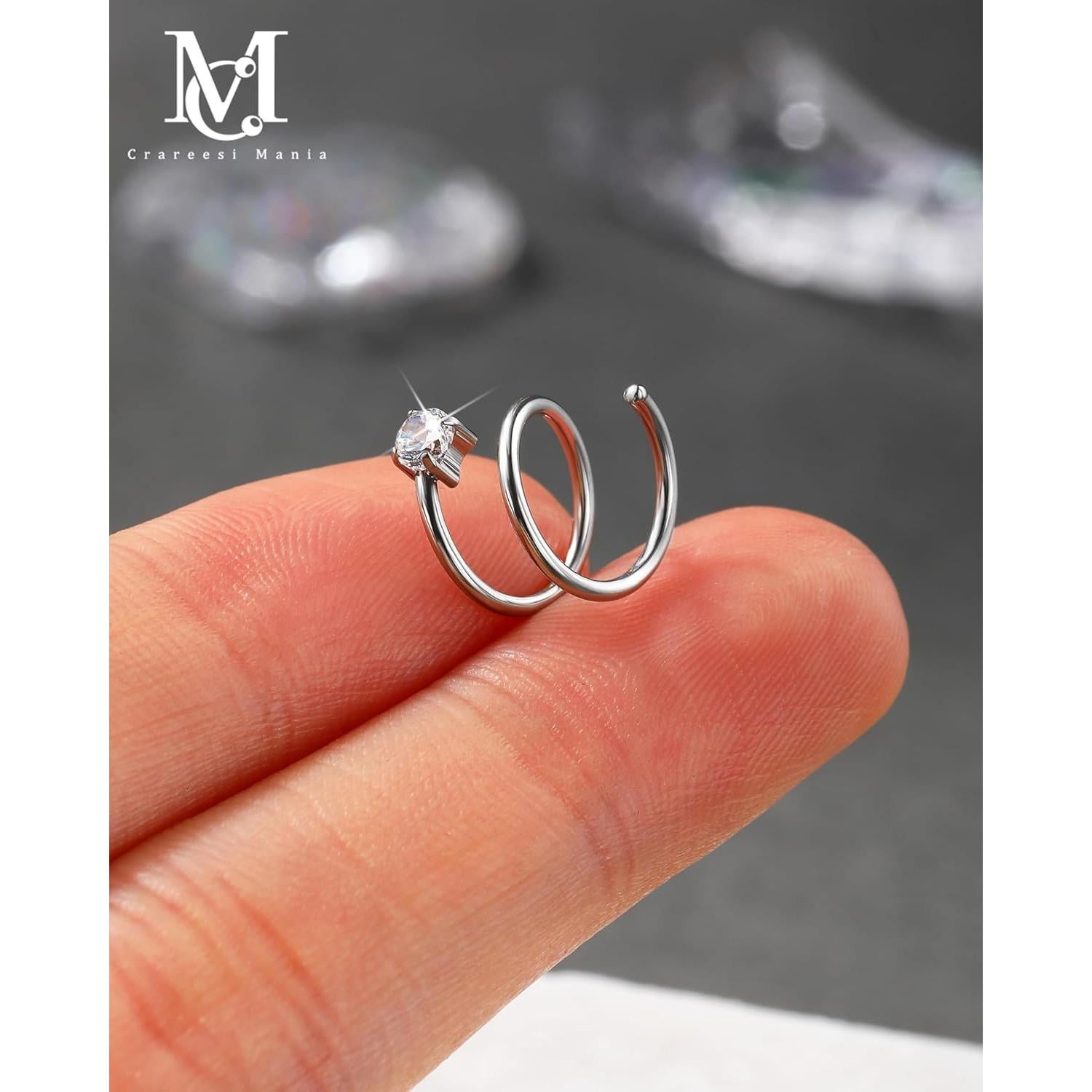 Aros Doble para Nariz CM Crareesi Mania 3Pcs Acero 316L 18G