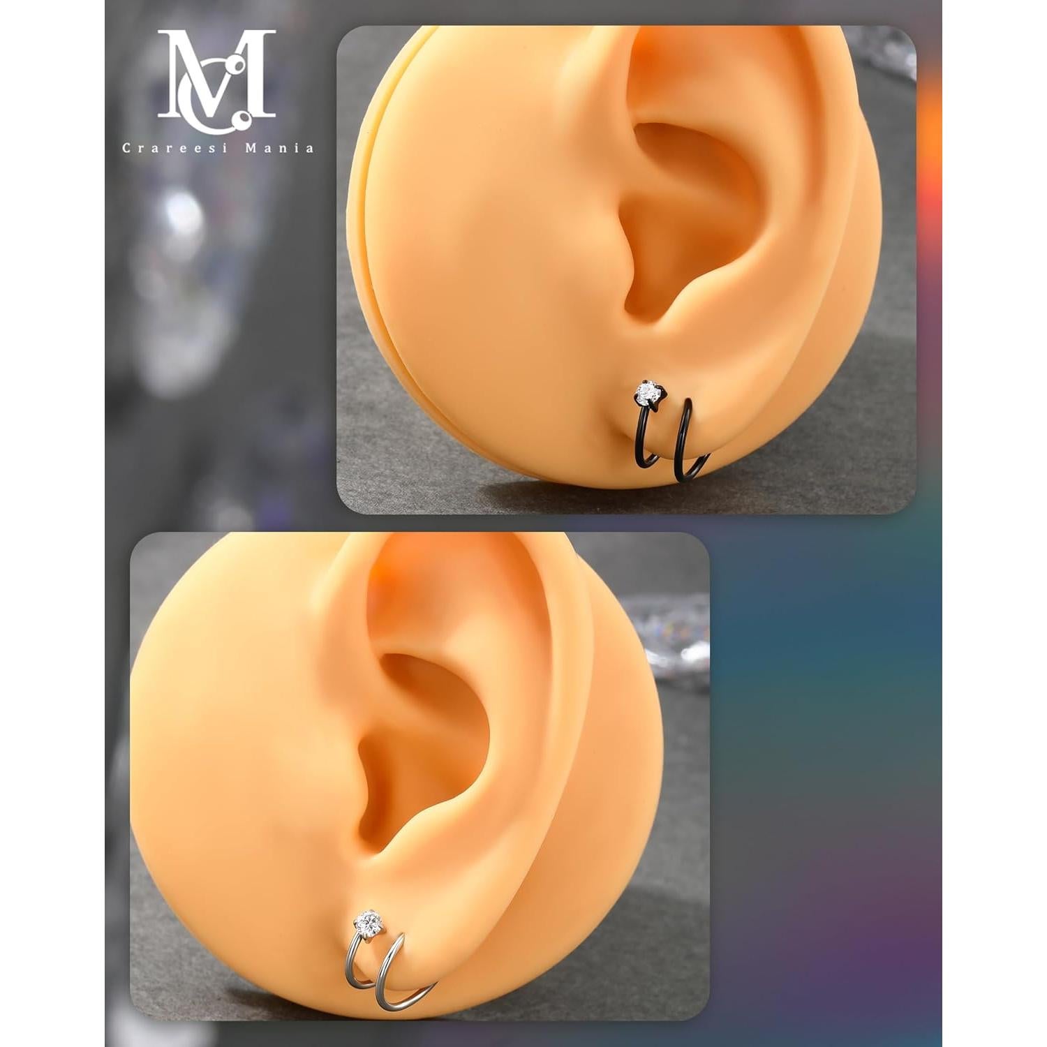 Aros Doble para Nariz CM Crareesi Mania 3Pcs Acero 316L 18G