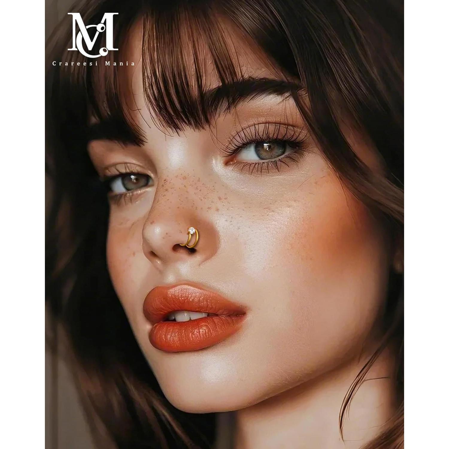 Aros Doble para Nariz CM Crareesi Mania 3Pcs Acero 316L 18G