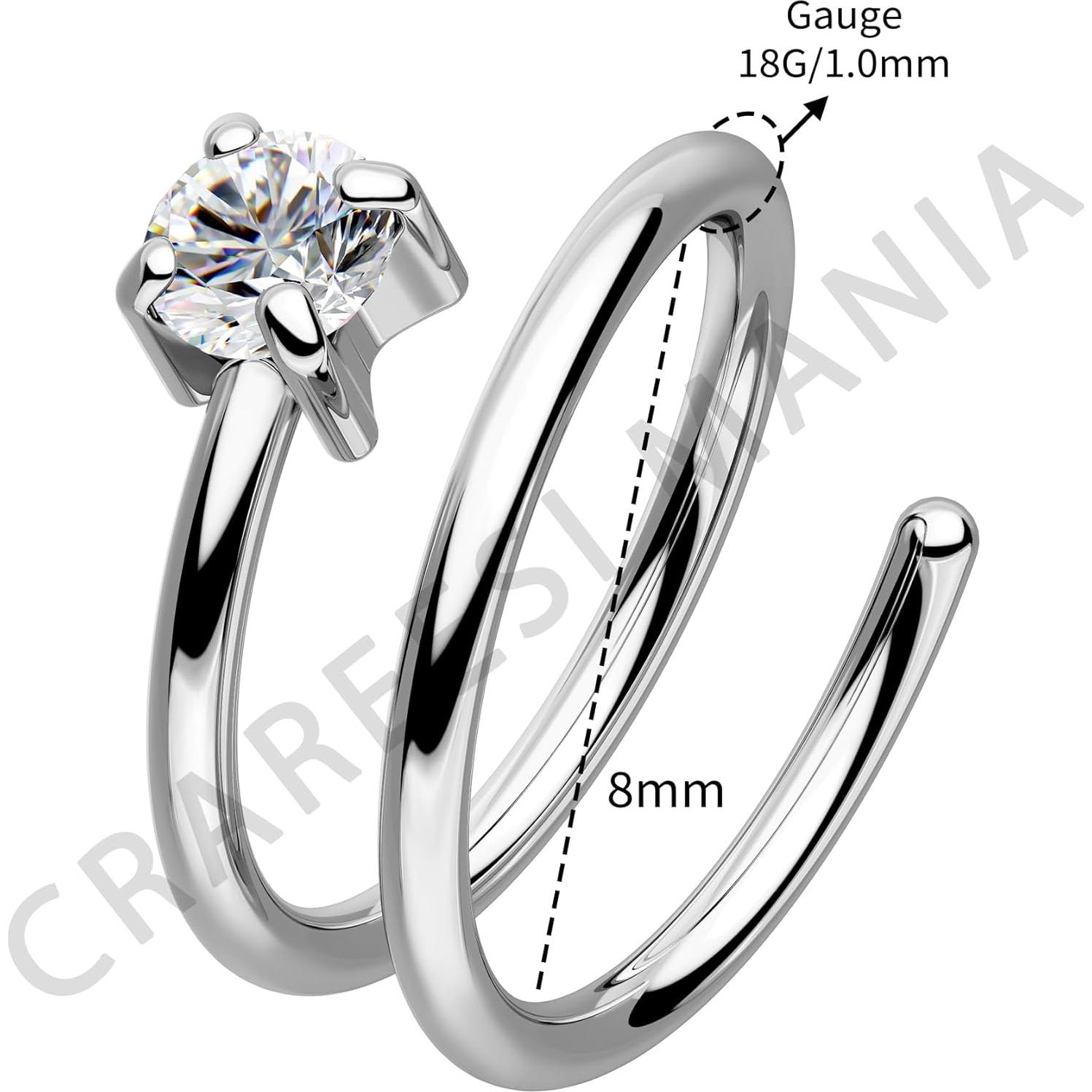 Aros Doble para Nariz CM Crareesi Mania 3Pcs Acero 316L 18G