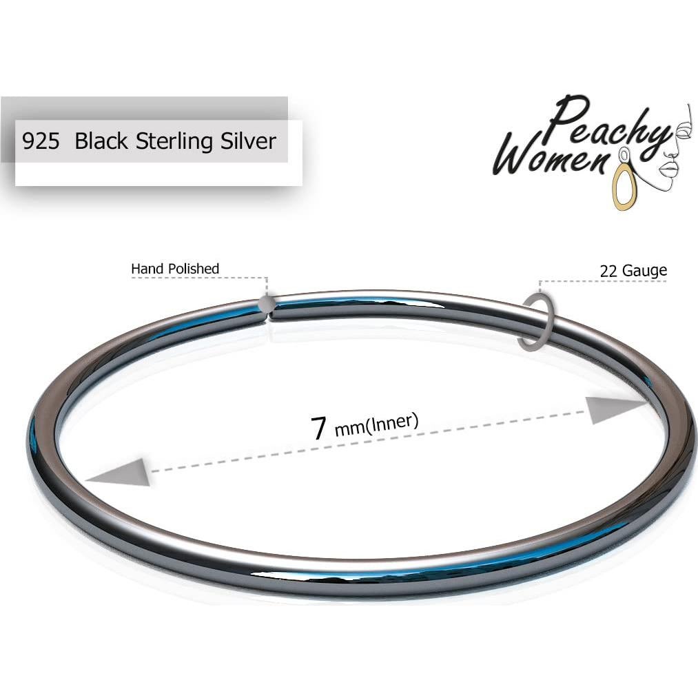 Aro de Nariz Negro 22G - Joyería de Plata Esterlina 925