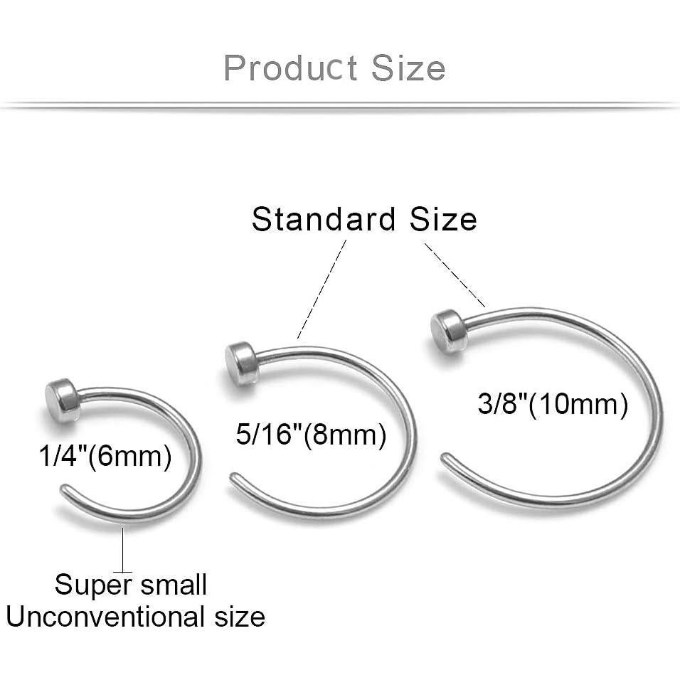 Aros de Piercing para Nariz Ruifan Acero Inoxidable 22G 6mm 4PCS