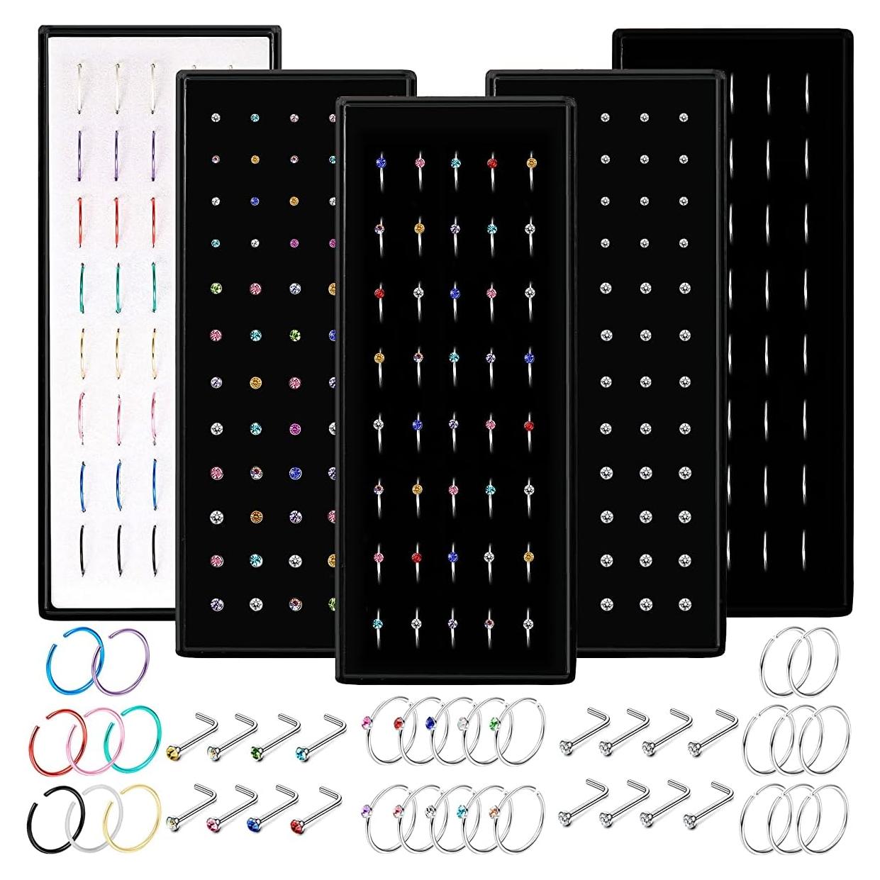 Conjunto de Piercings de Nariz EIELO 240 Pcs Acero Inoxidable