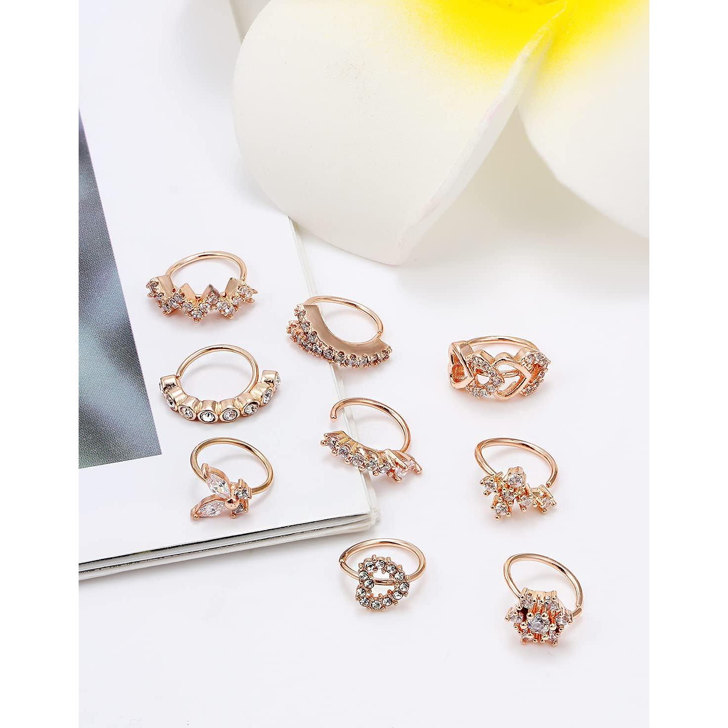 Aros Nasales Vsnnsns 20G Acero Quirúrgico Oro Rosa 8mm