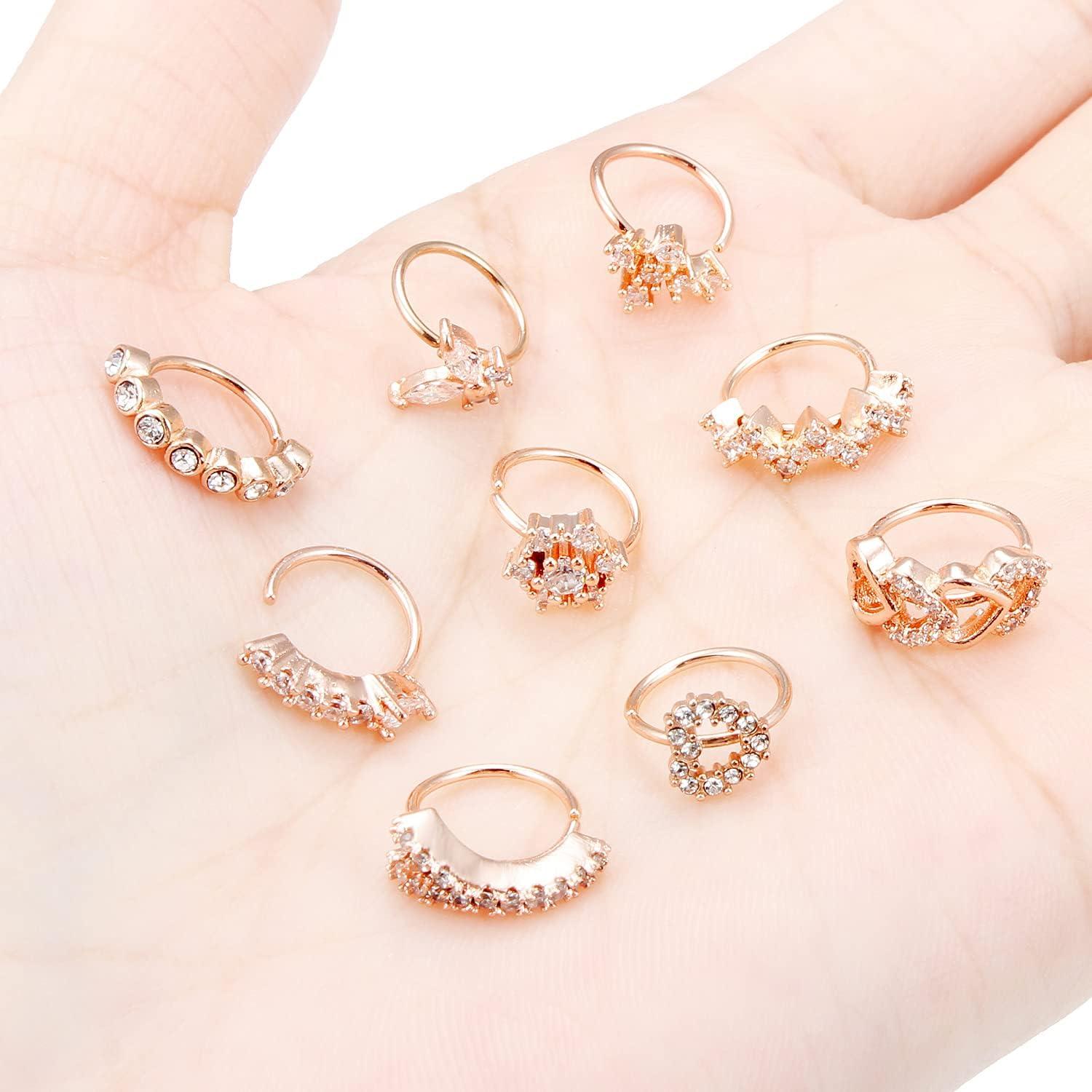 Aros Nasales Vsnnsns 20G Acero Quirúrgico Oro Rosa 8mm