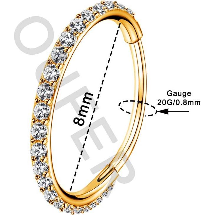 Aro Segmentado OUFER Oro 16G Acero Inoxidable 8mm