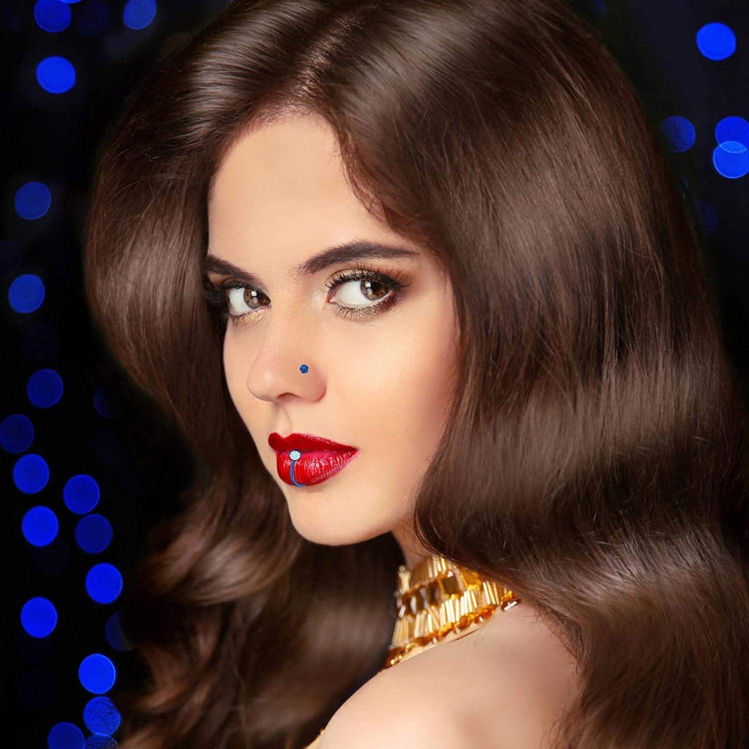 Hicdaw 60 Pcs Aros Nasales Acero Quirúrgico 20G Oro