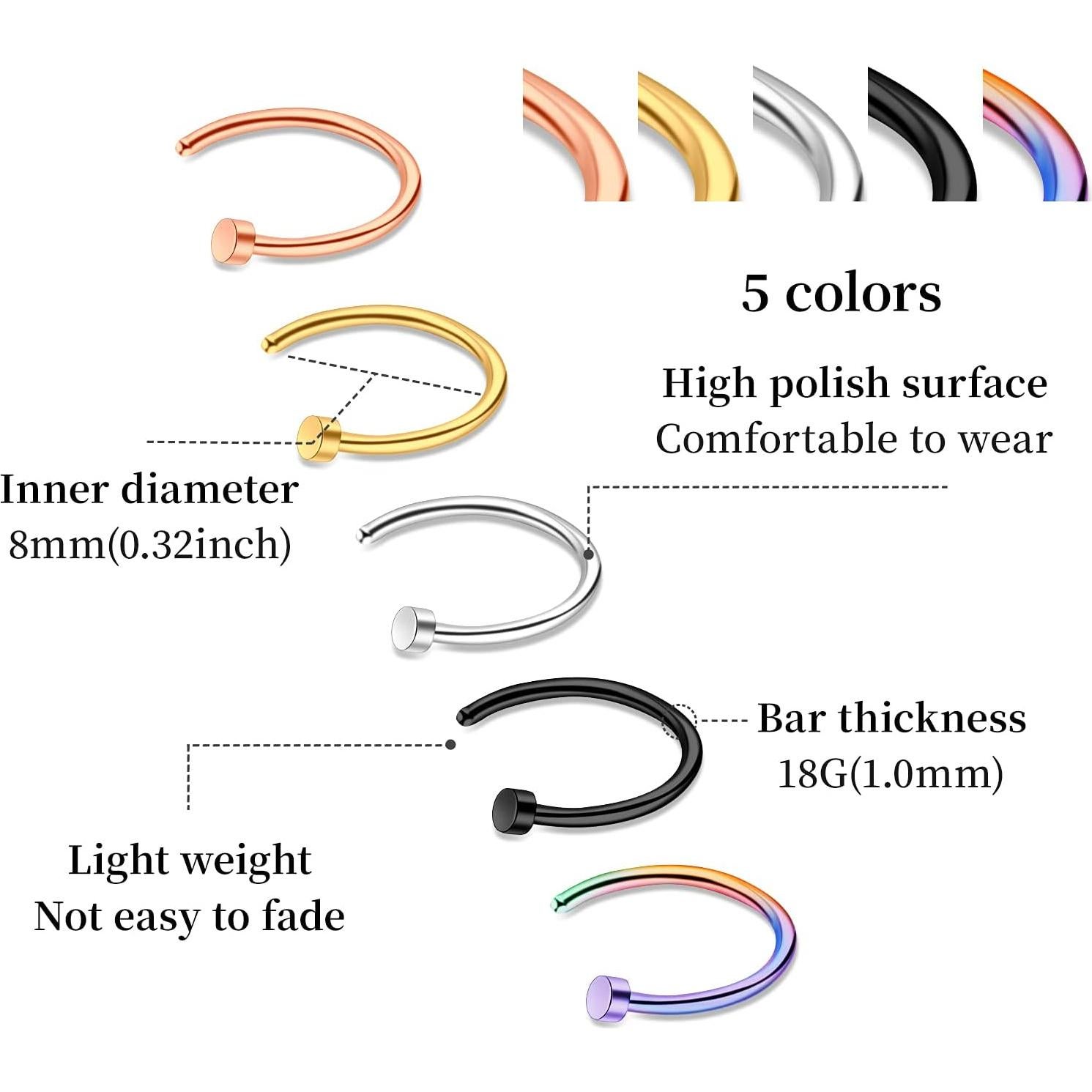 Set de 55 Aros de Nariz y Studs 20G ONESING - Acero Inoxidable