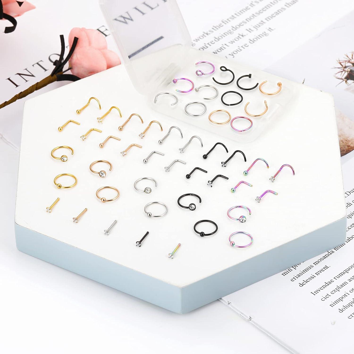 Set de 55 Aros de Nariz y Studs 20G ONESING - Acero Inoxidable