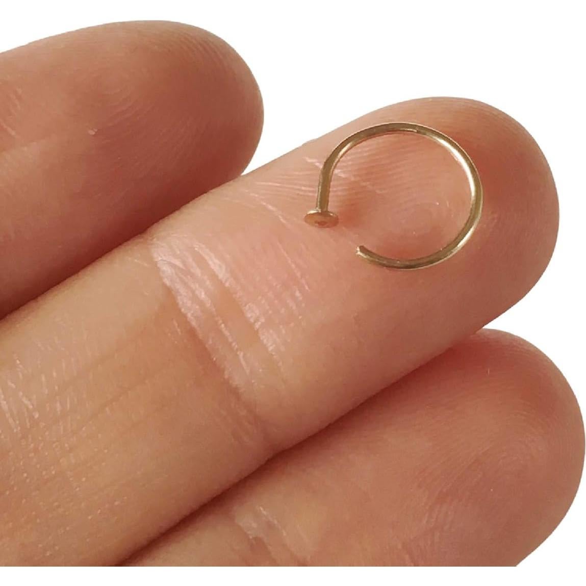 Aro de Nariz Relleno de Oro 14k 6-7mm 22g Ajustable