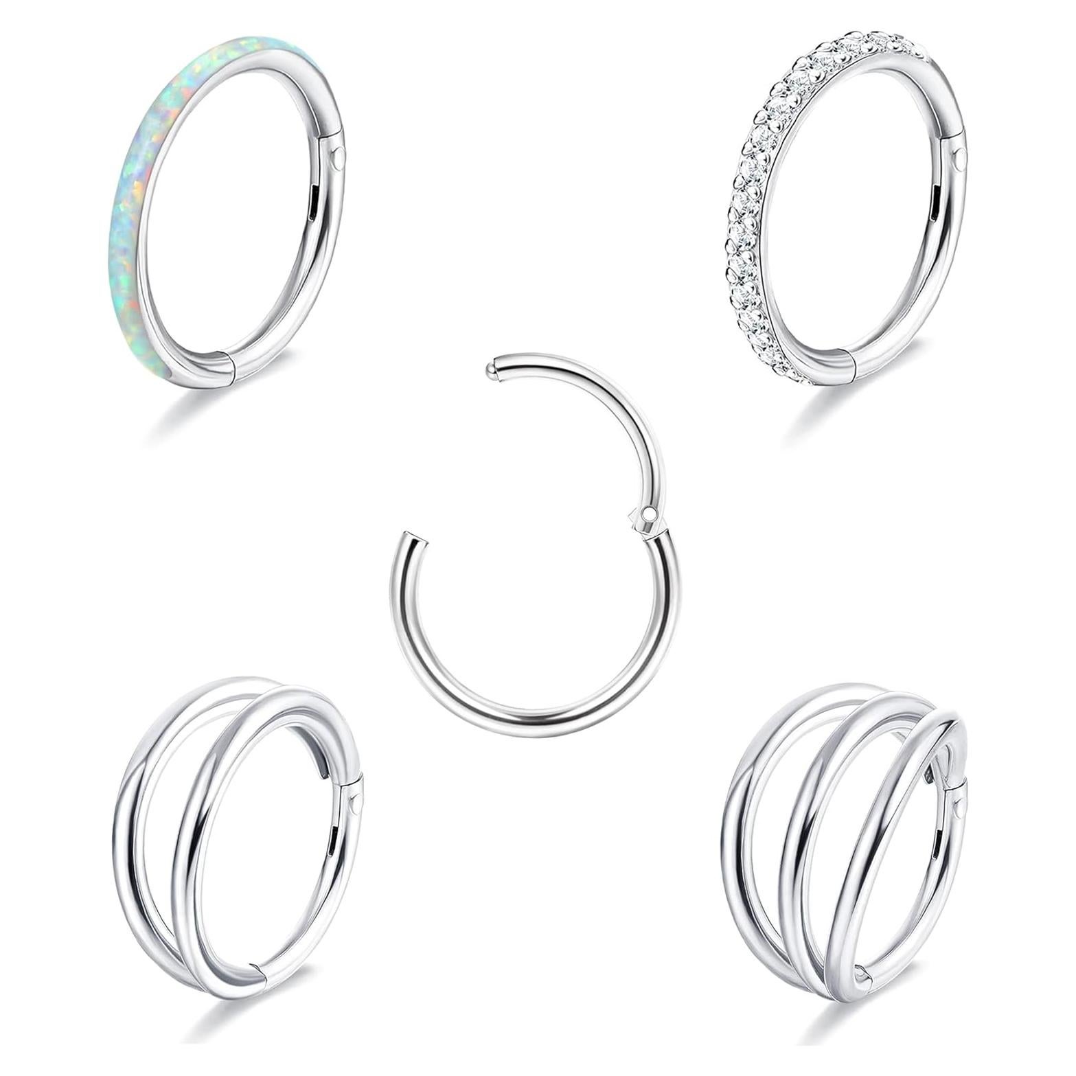 Aros de Nariz Thunaraz 5Pcs Acero Quirúrgico 18G 10mm