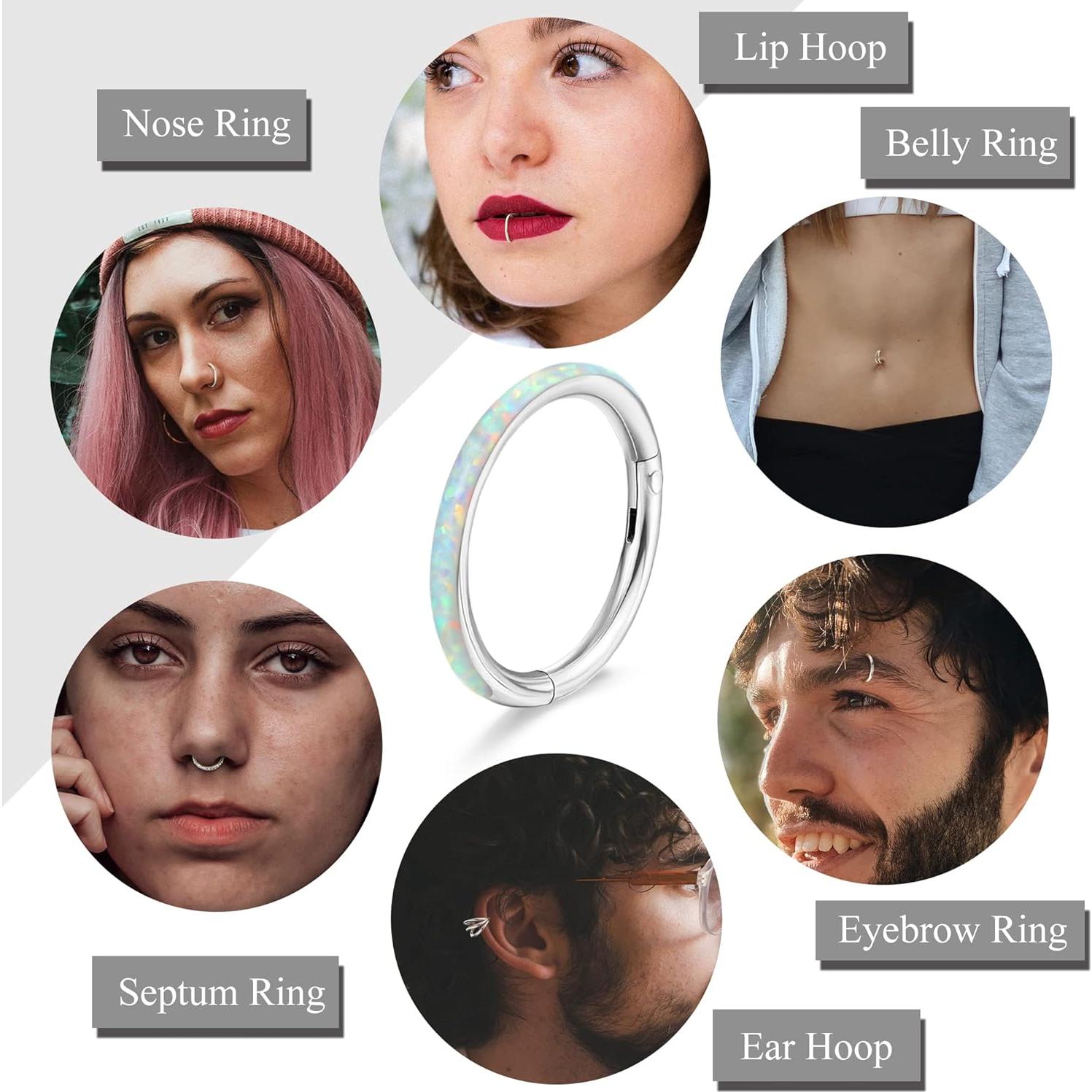 Aros de Nariz Thunaraz 5Pcs Acero Quirúrgico 18G 10mm