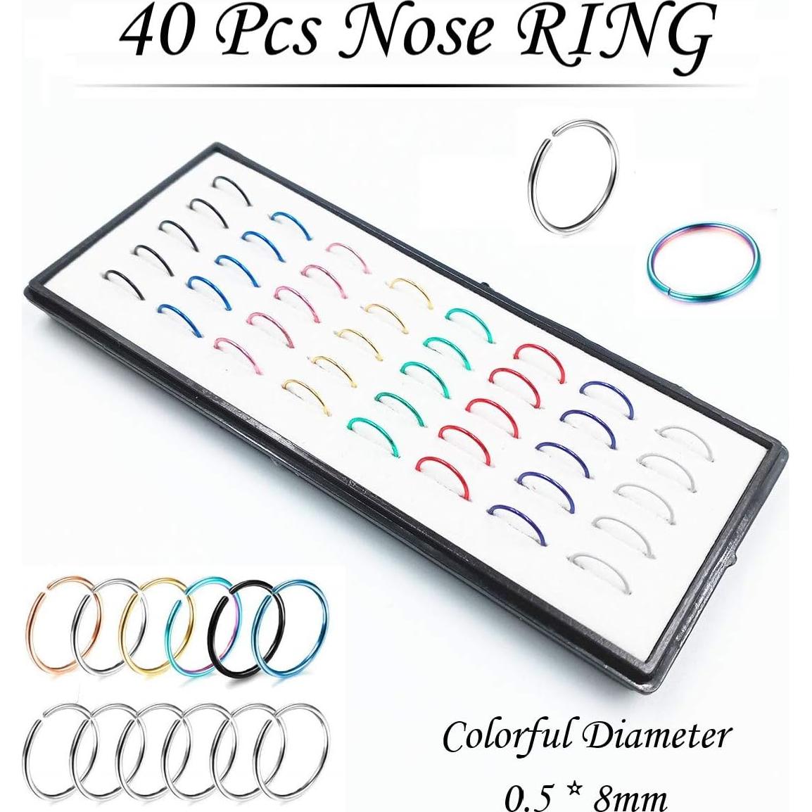 Juego de Anillos de Nariz Hipoalergénicos Acero Inoxidable 7mm