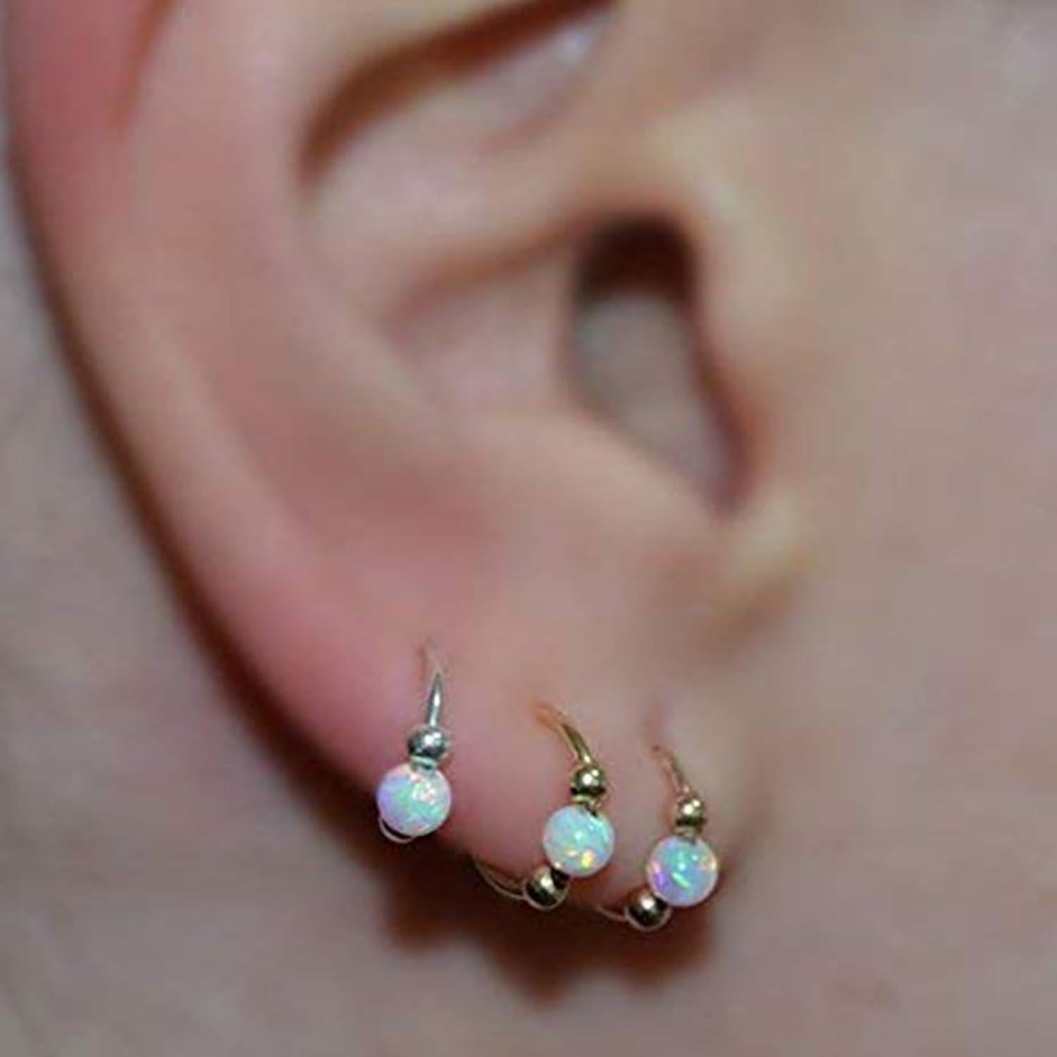 Anillo de Nariz Opal 18g MODRSA Plata 8mm 10mm 2 Piezas