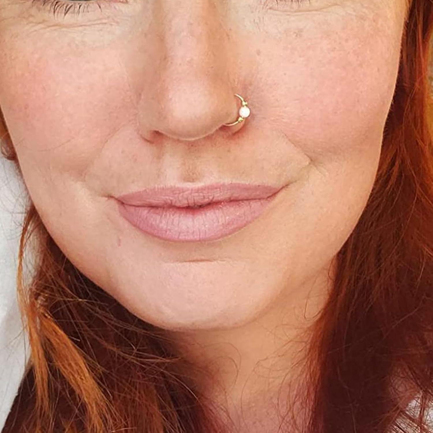 Anillo de Nariz Opal 18g MODRSA Plata 8mm 10mm 2 Piezas