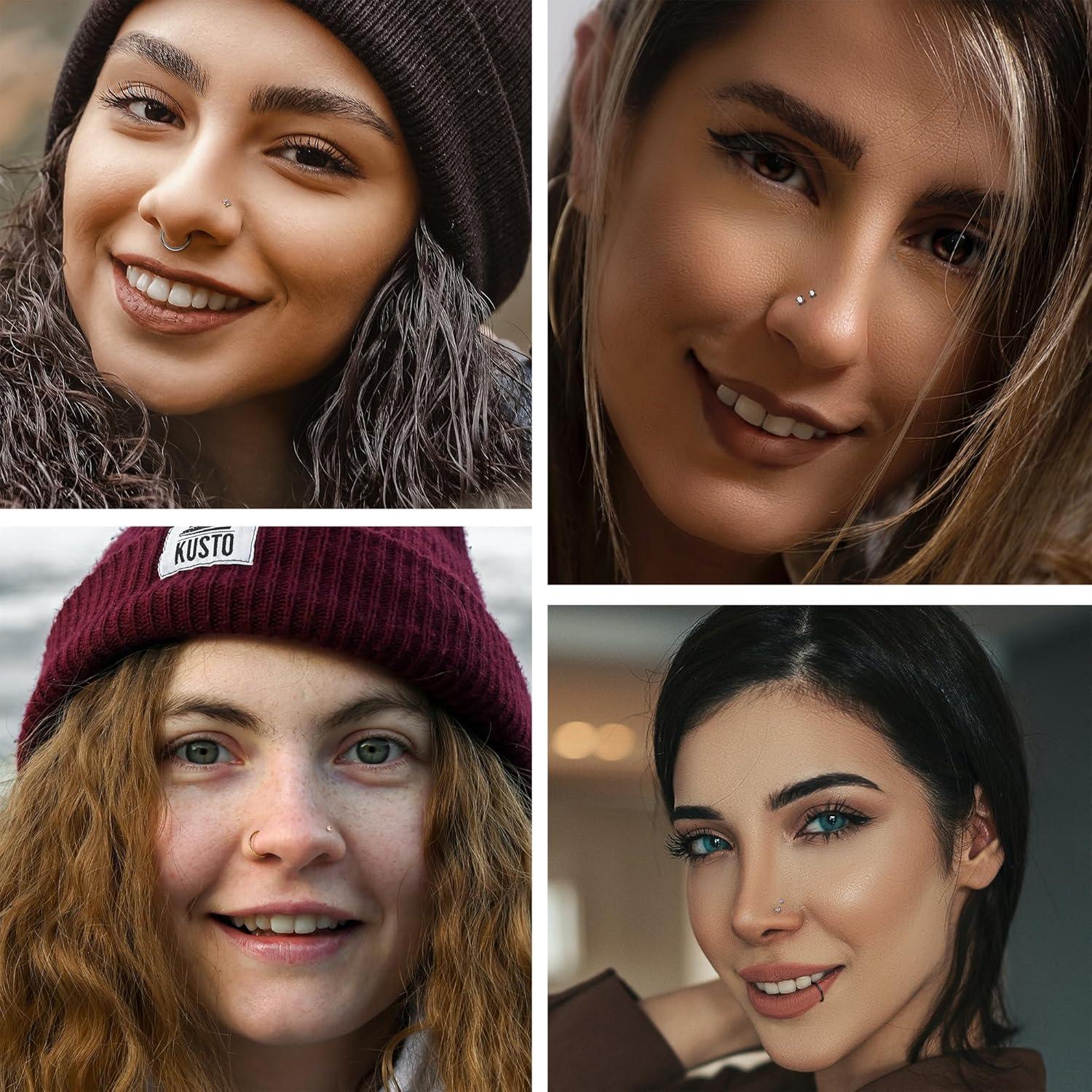 Aros Nasales 21Pcs LOYALLOOK Acero Quirúrgico Hipoalergénicos