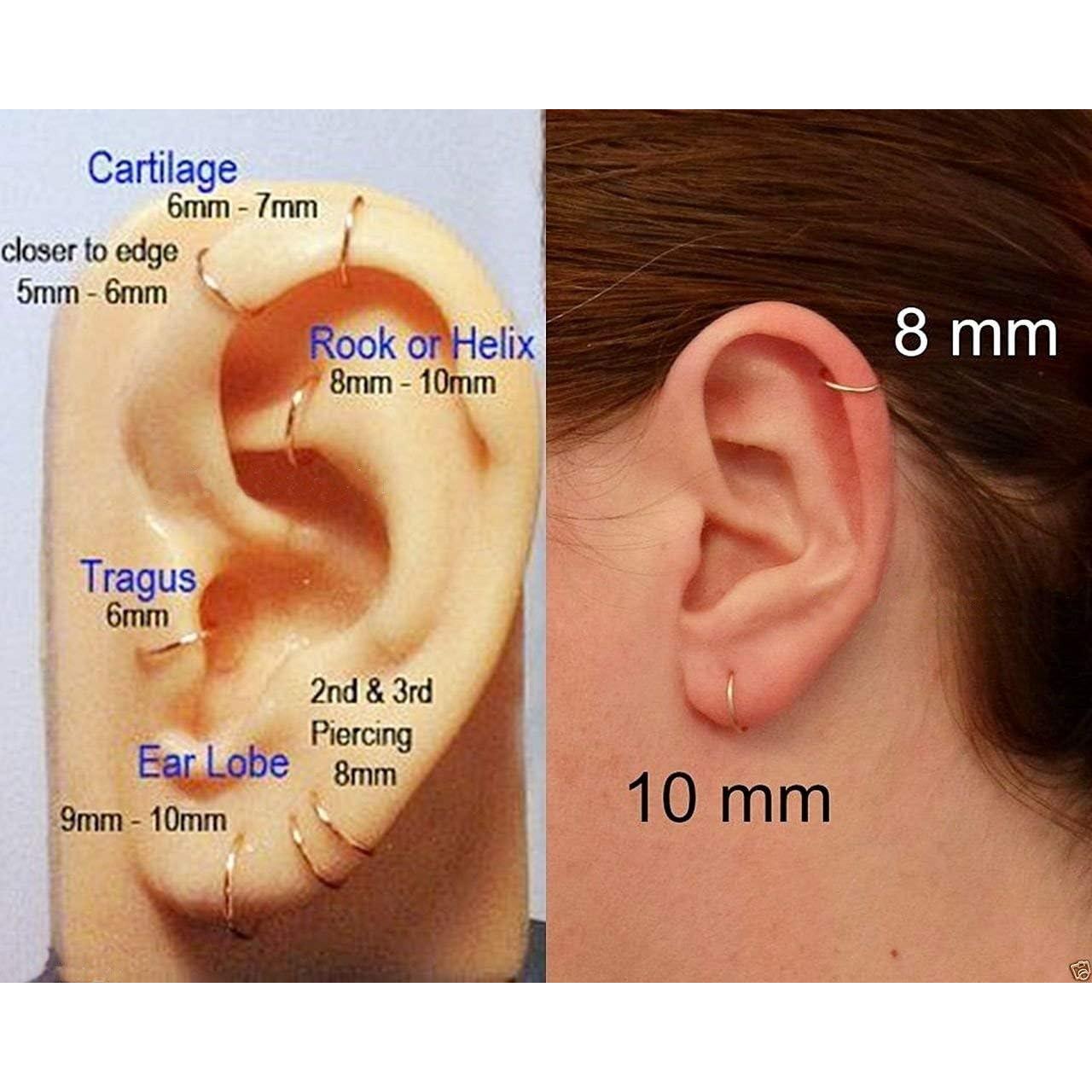 Pendientes de Aro Hipoalergénicos Acero Inoxidable 5Pcs 16G 18G