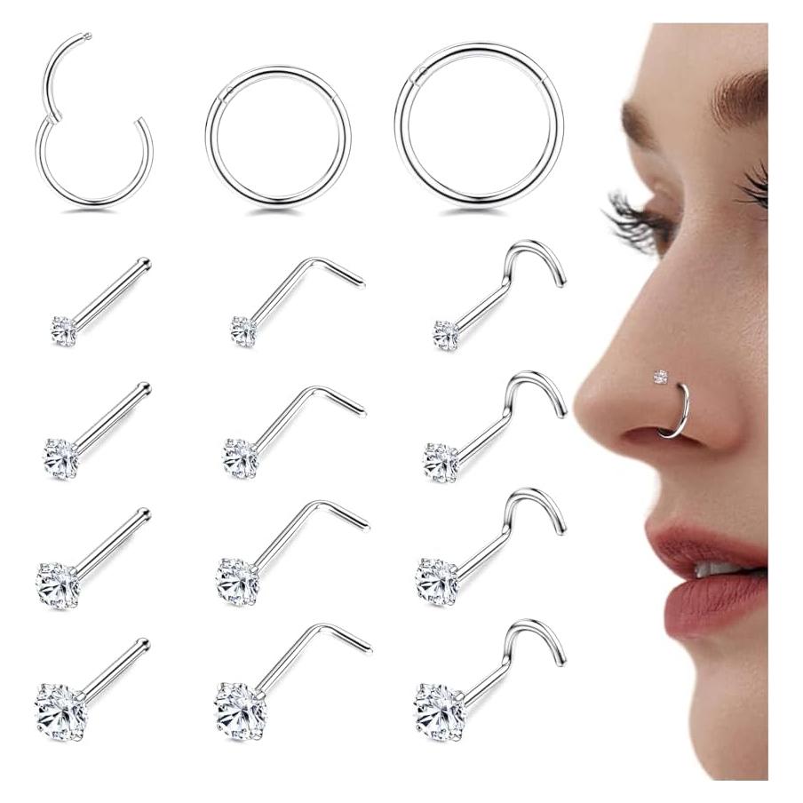Aros Nasales Hipoalergénicos LOYALLOOK 15Pcs Acero 316L