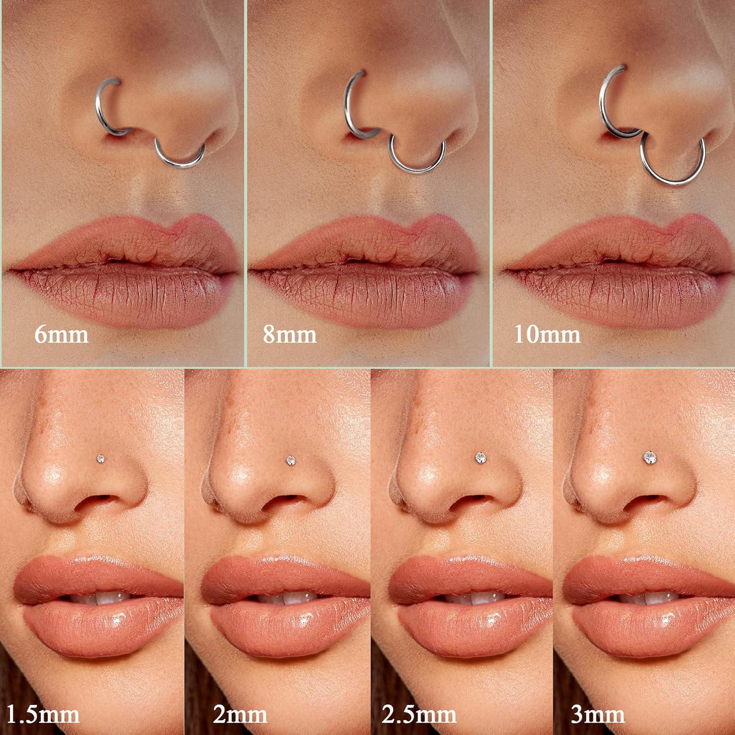 Aros Nasales Hipoalergénicos LOYALLOOK 15Pcs Acero 316L