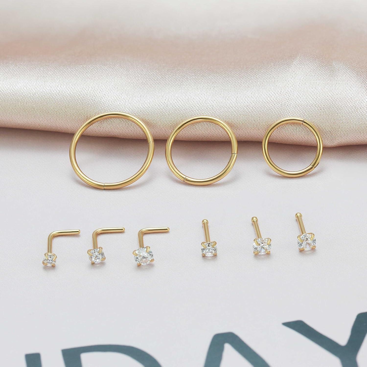 Anillo de Nariz Acero Quirúrgico Hipoalergénico 9pcs 18G