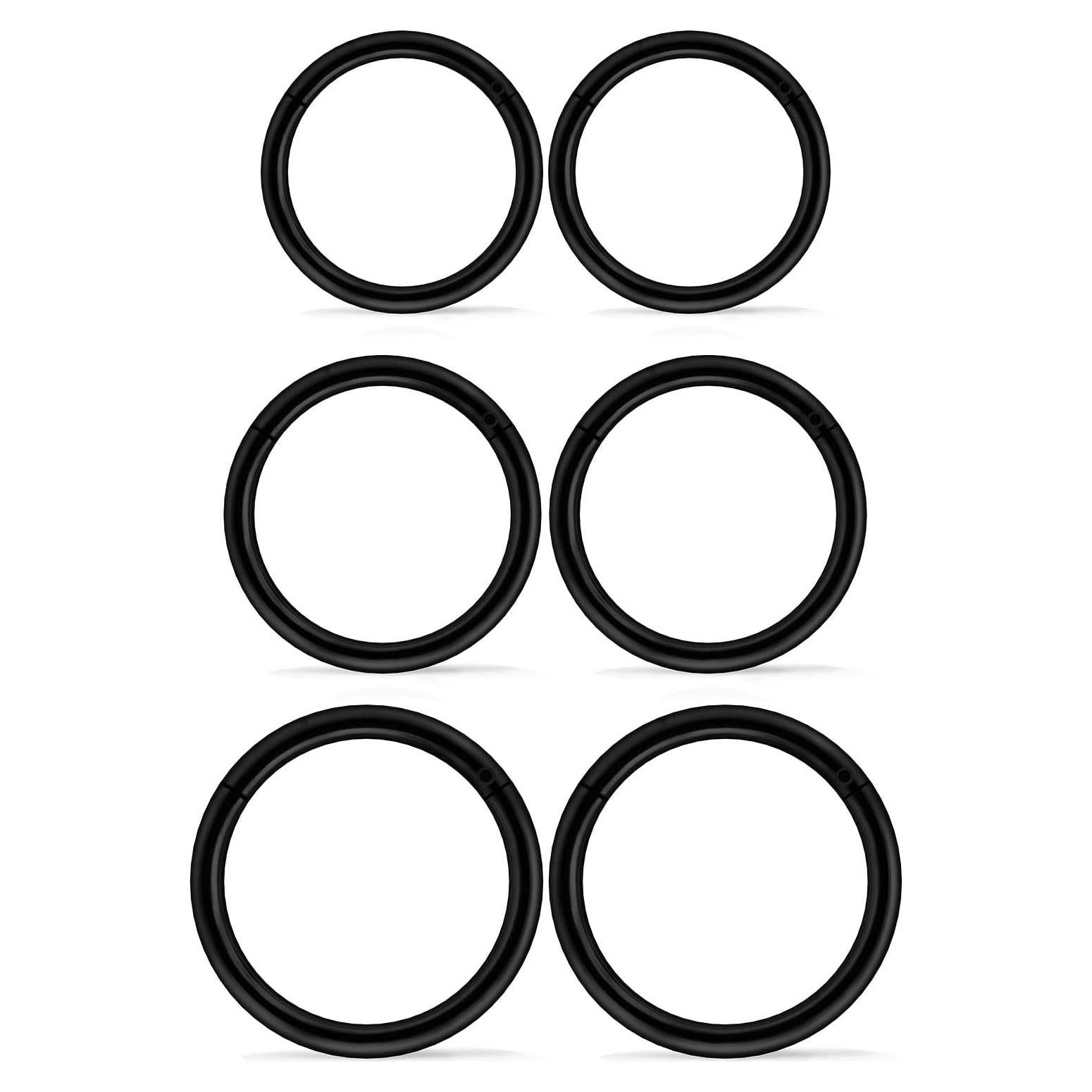 3 Pares Aros Nasales 316L Acero Quirúrgico Negro 14G