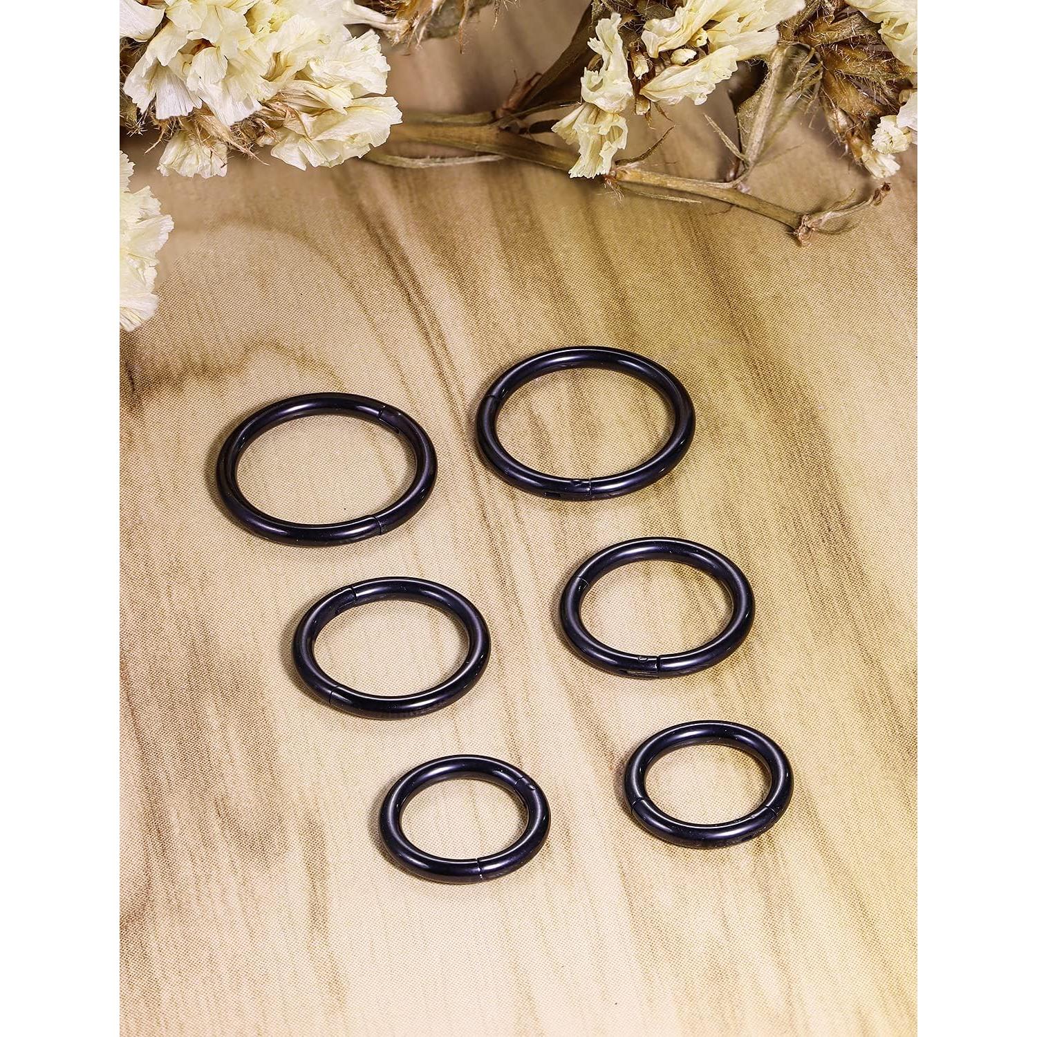 3 Pares Aros Nasales 316L Acero Quirúrgico Negro 14G