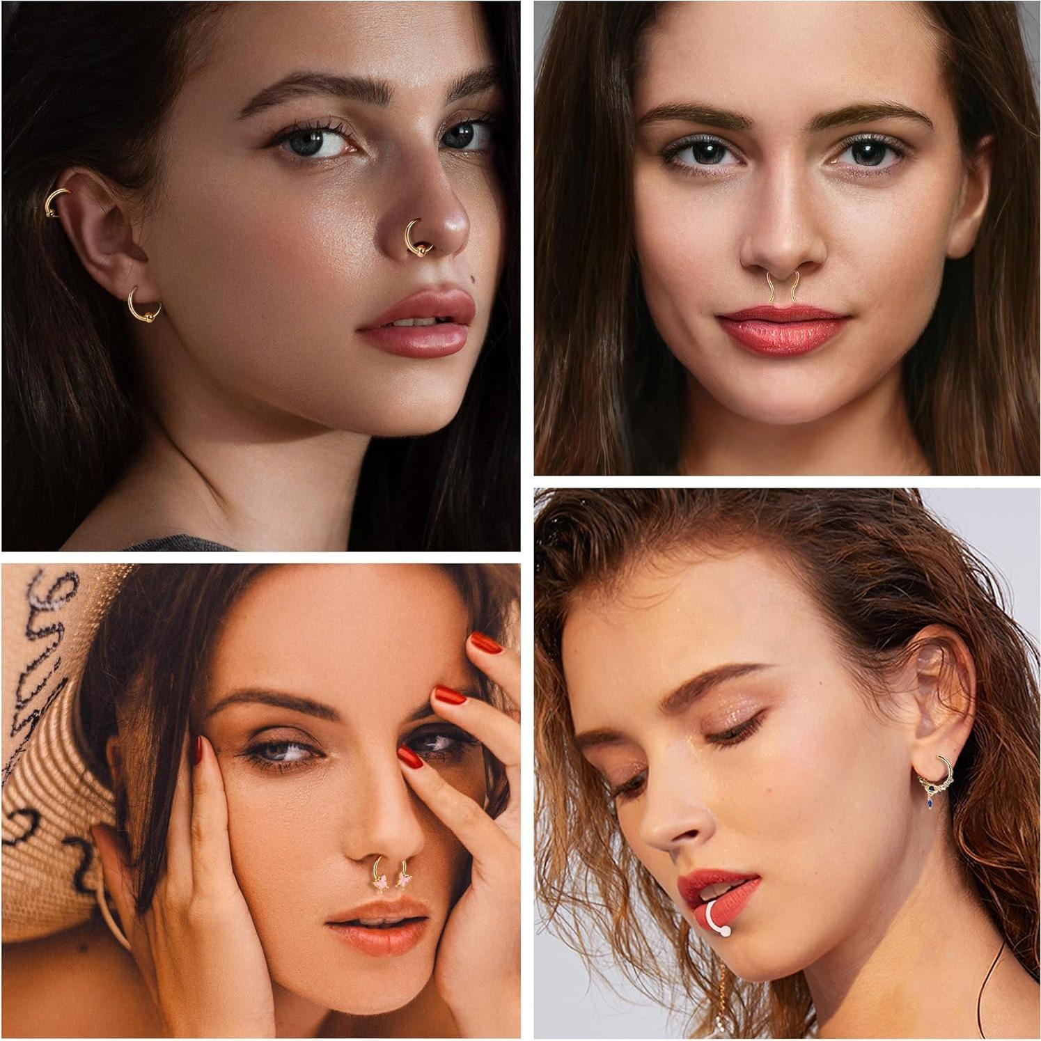 BESTEEL 20 Anillos de Septum Dorados 16G Acero Quirúrgico