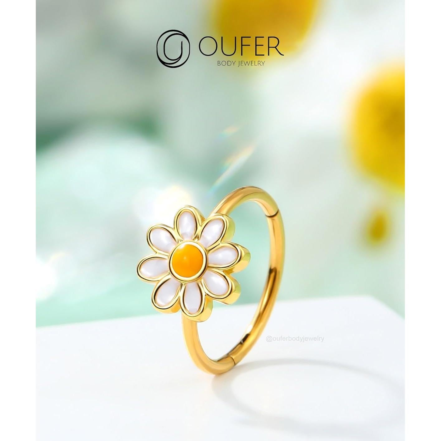 Anillo de Nariz OUFER 20G Oro Diseño Margarita 8mm