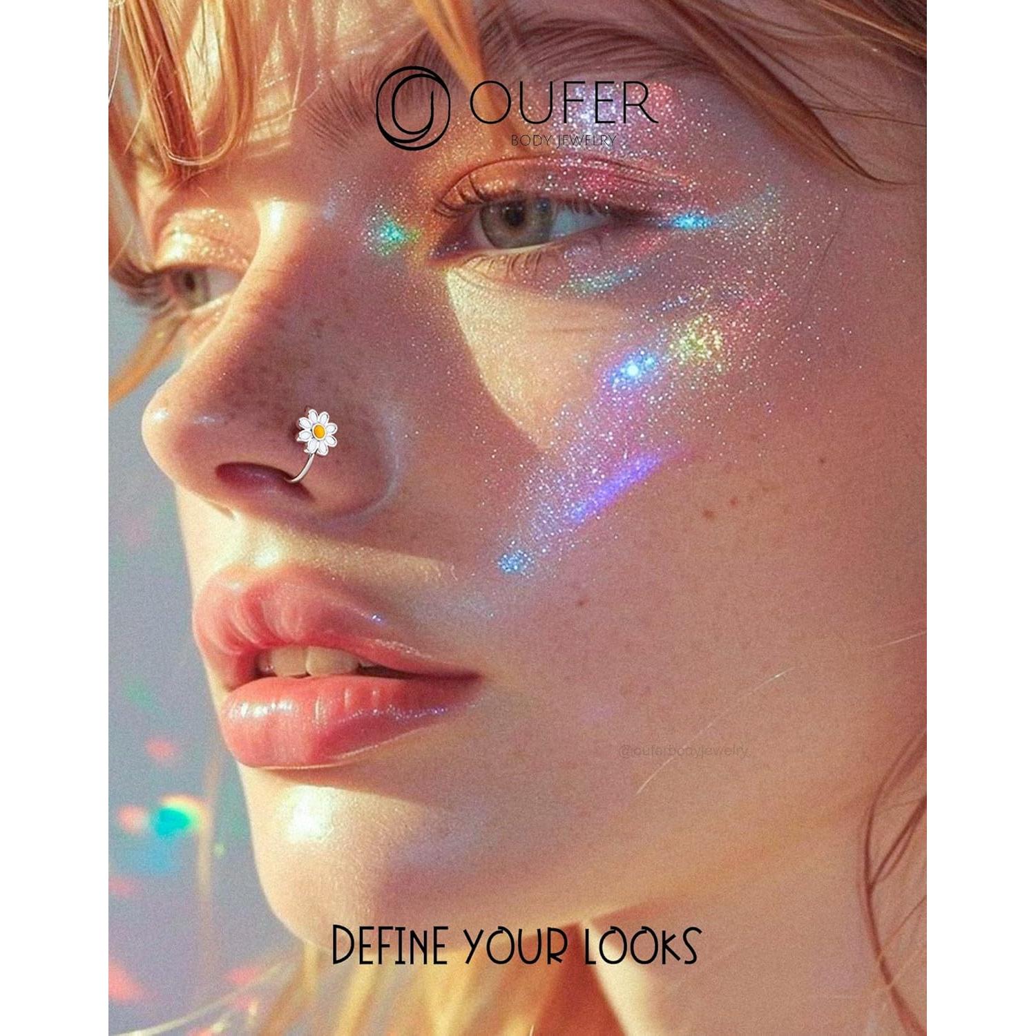 Anillo de Nariz OUFER 20G Oro Diseño Margarita 8mm