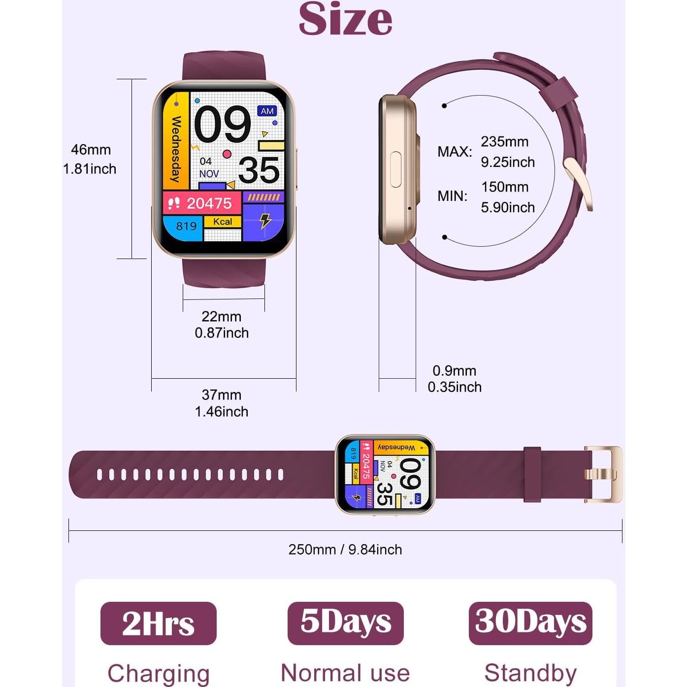 Reloj Inteligente RUIMEN D1 1.85" HD Impermeable para Fitness