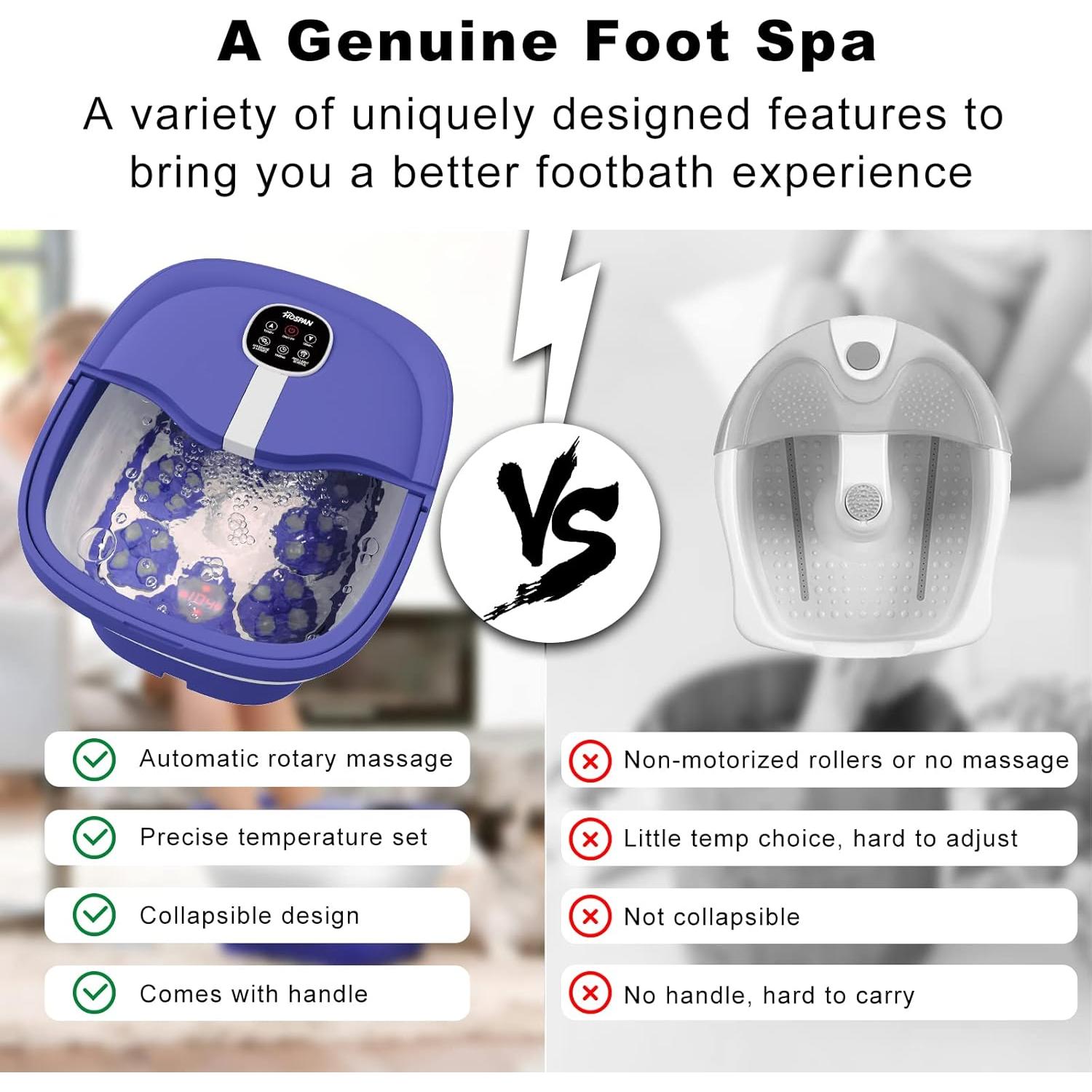 Bañera de pies colapsable HOSPAN FS02A con masaje y calor