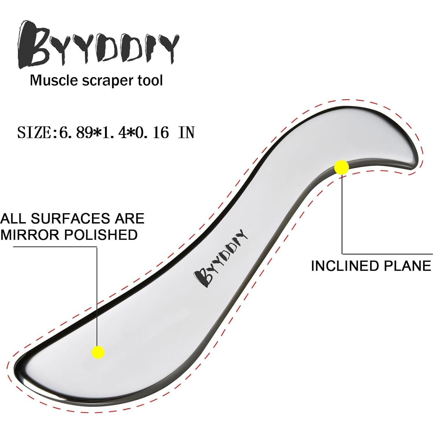 Raspador de Masaje Guasha BYYDDIY Acero Inoxidable 18cm