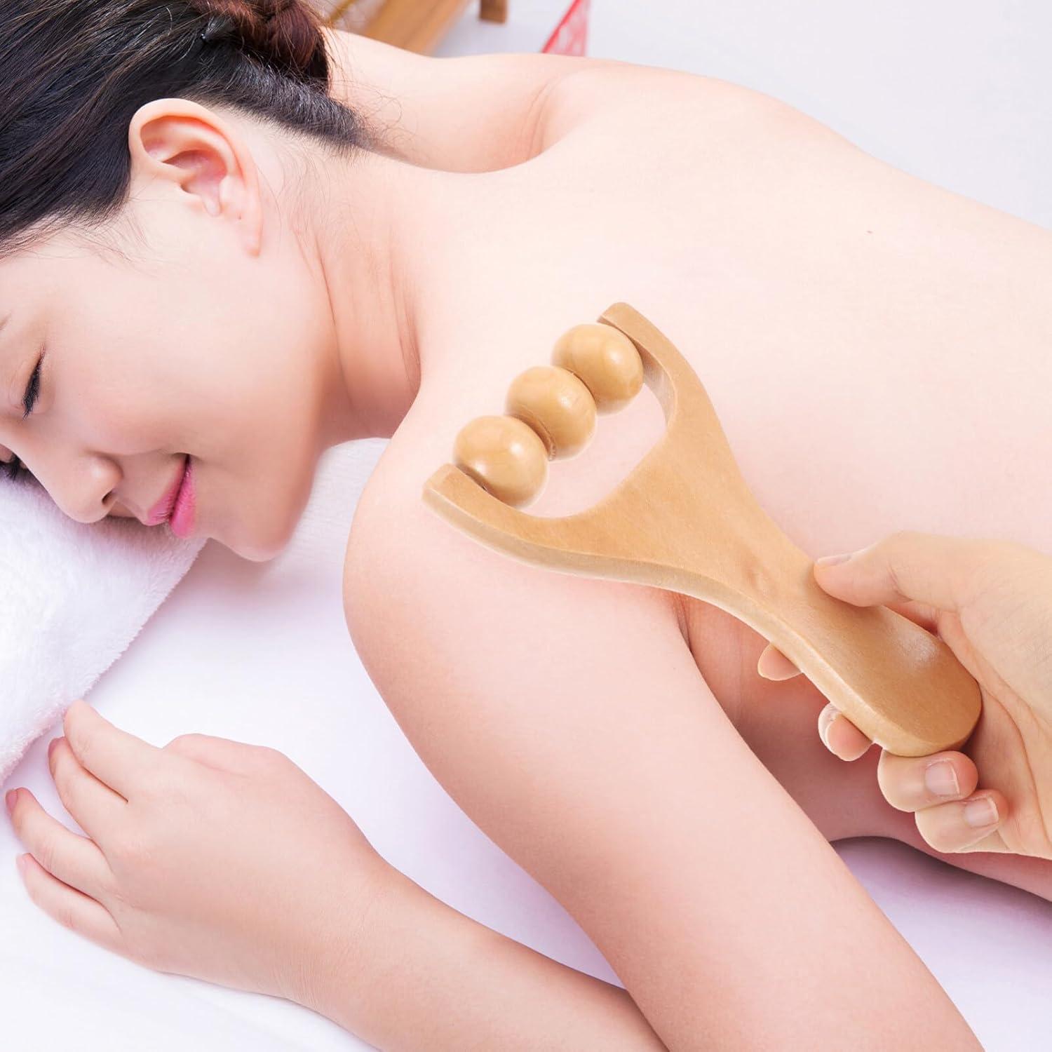 Rodillo de Masaje de Madera Gatuida 2 Piezas Alivio Muscular