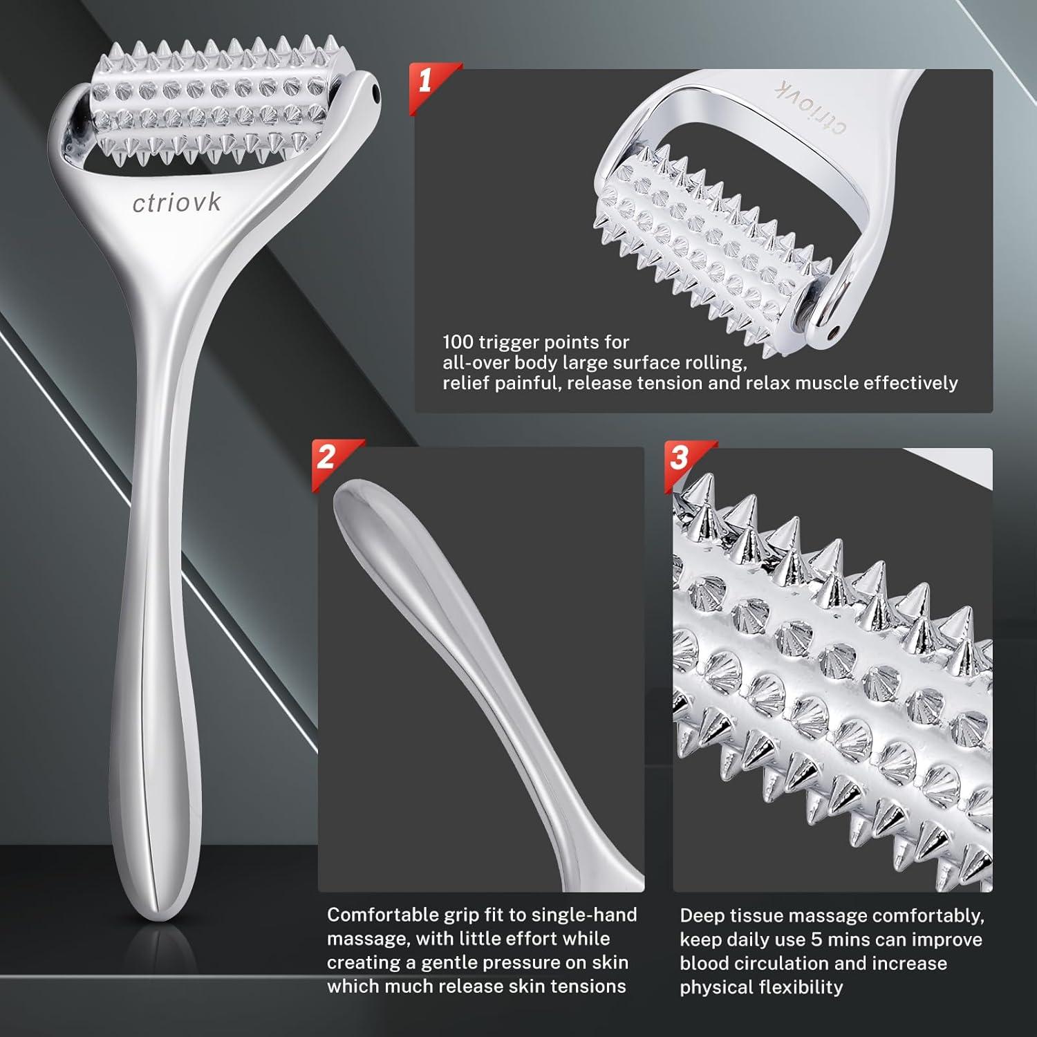 Rodillo de Masaje de Acupuntura Acero Inoxidable 13cm