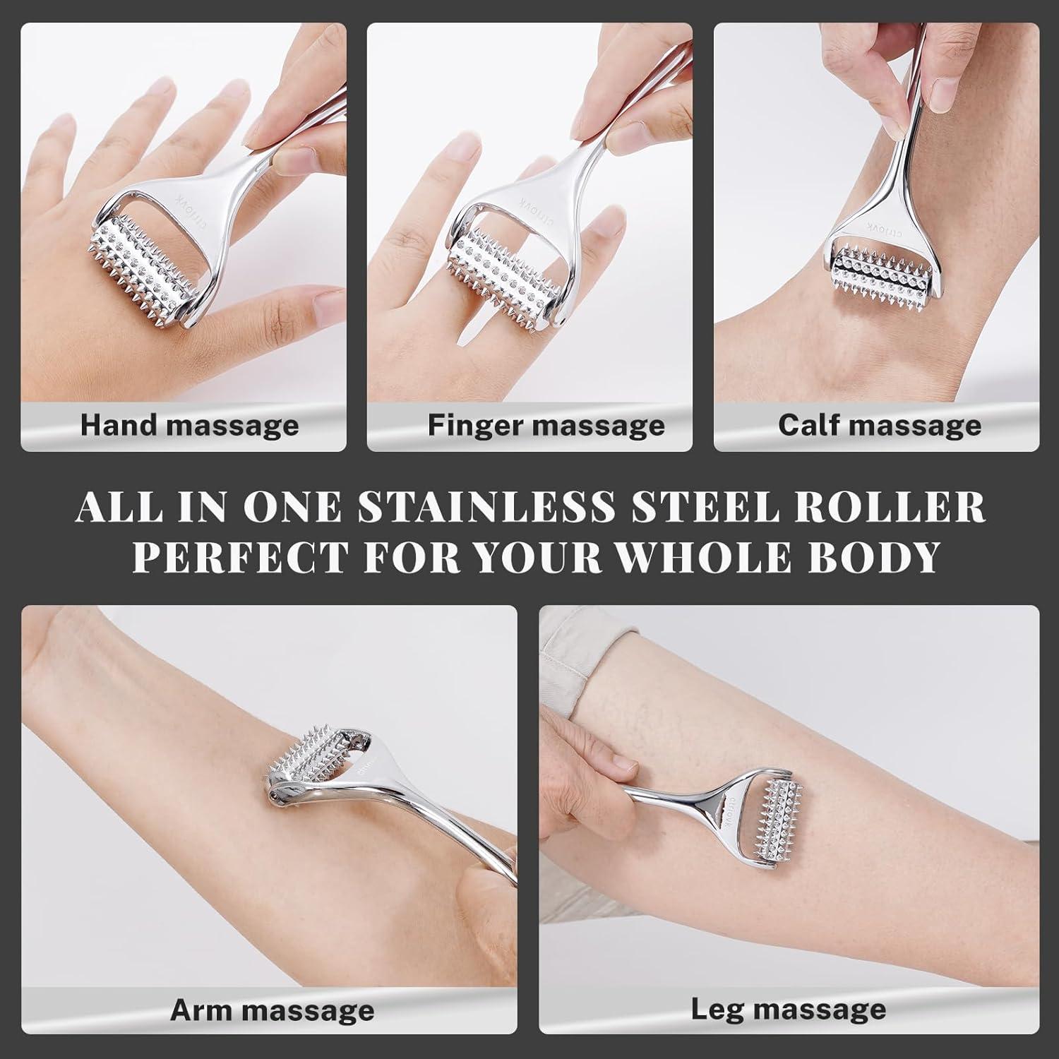 Rodillo de Masaje de Acupuntura Acero Inoxidable 13cm