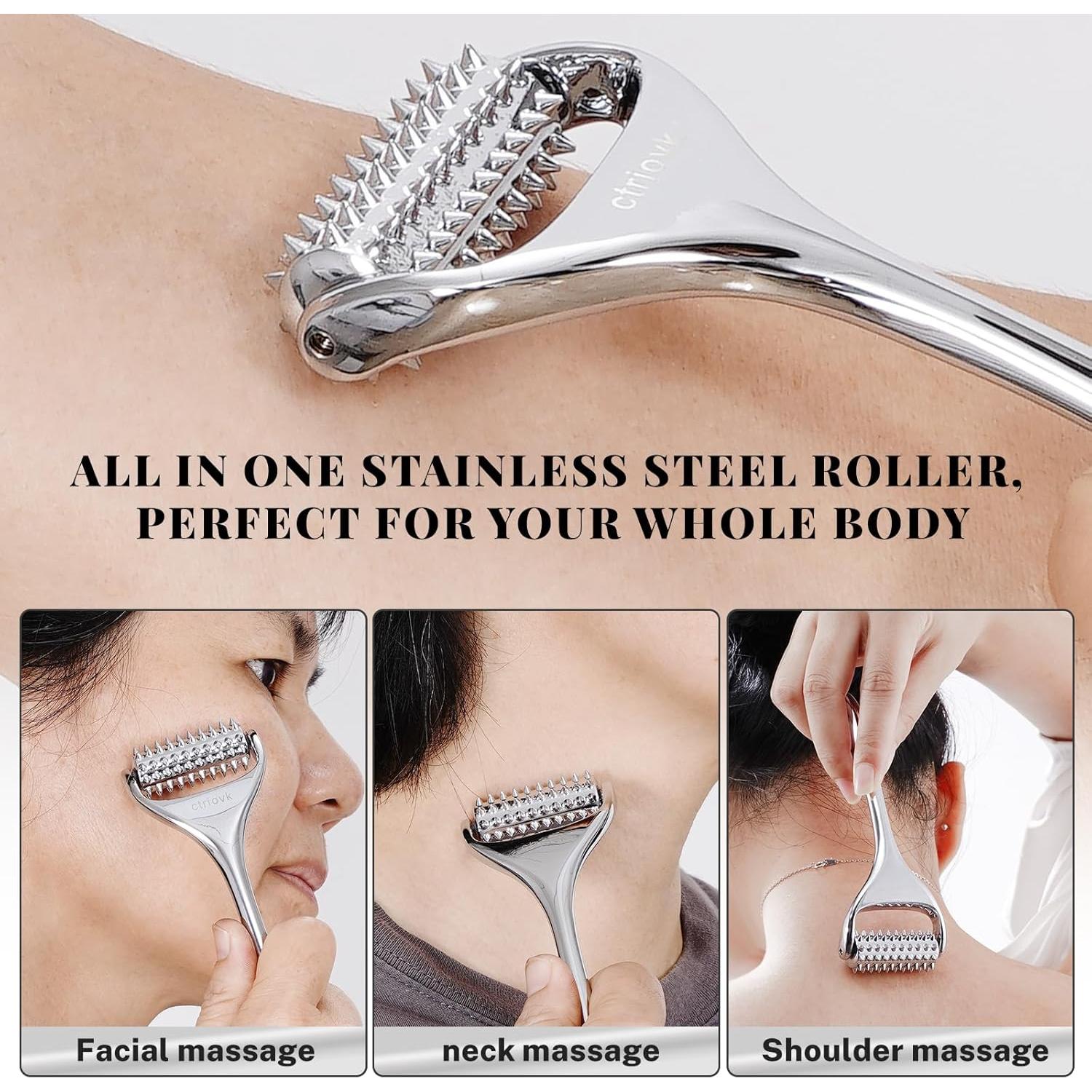 Rodillo de Masaje de Acupuntura Acero Inoxidable 13cm