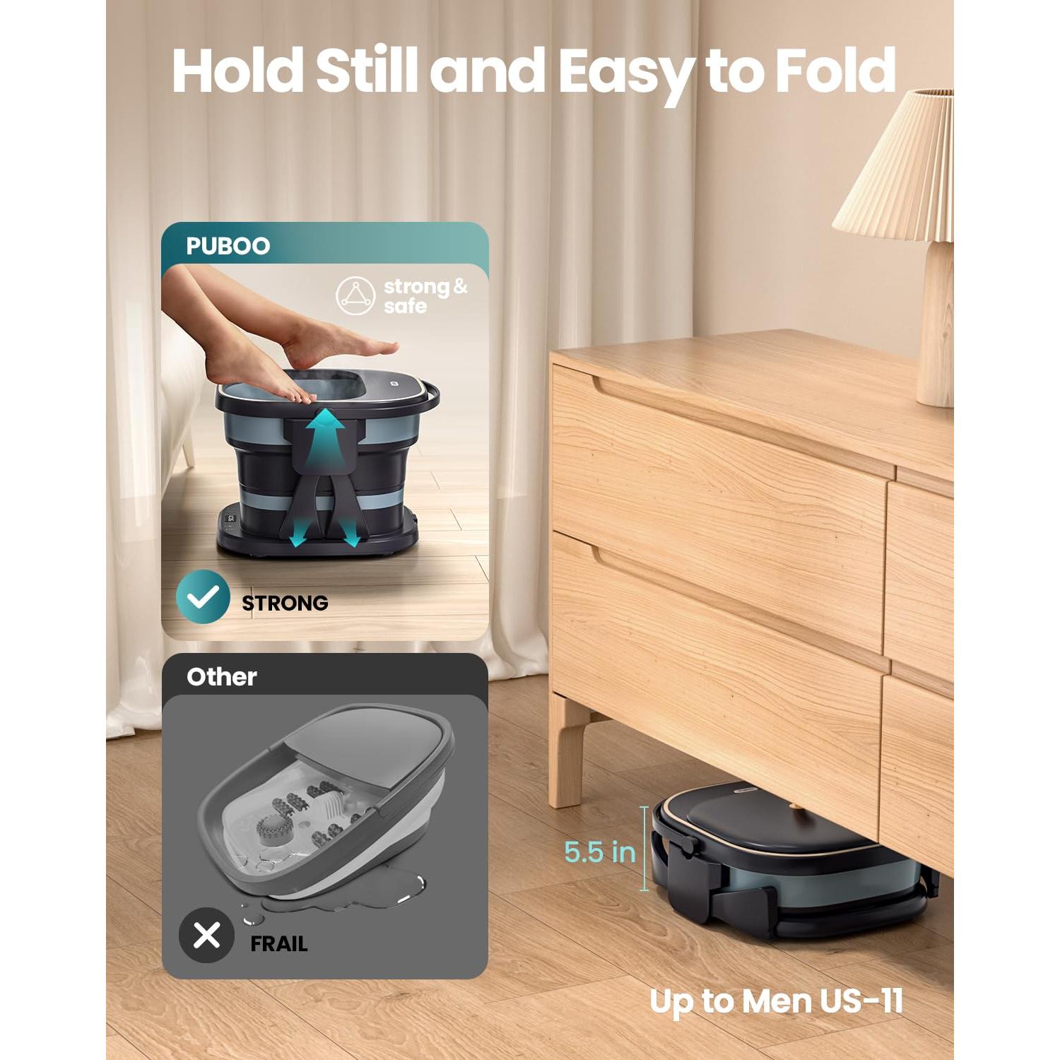 Spa de pies eléctrico Puboo colapsable con calor y control remoto