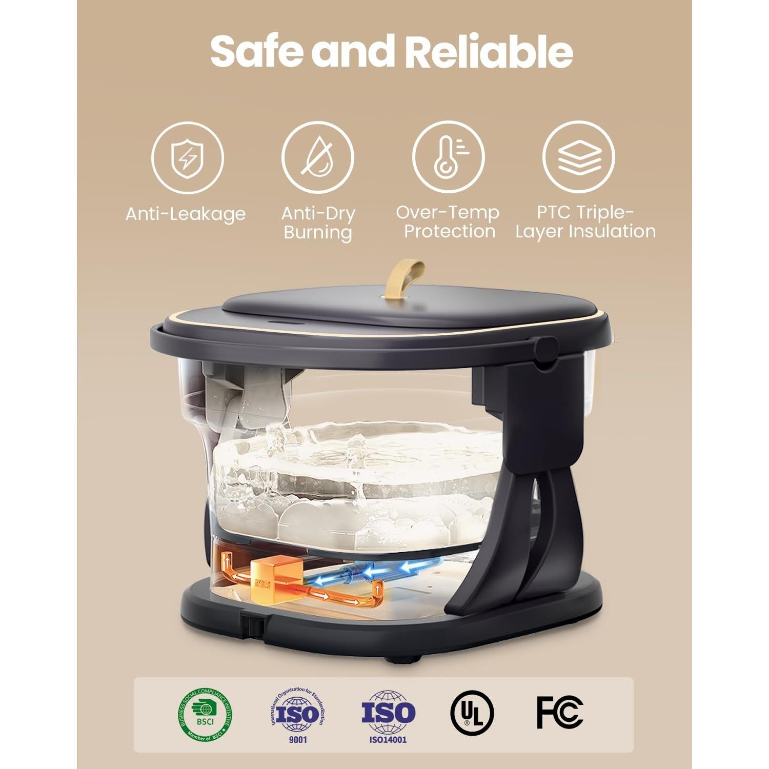 Spa de pies eléctrico Puboo colapsable con calor y control remoto