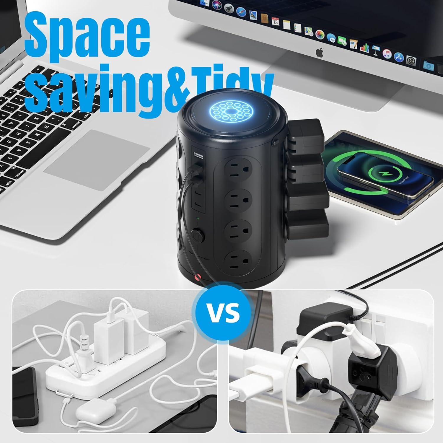 Regleta de Protección UWIWUTEI 16 Salidas CA 5 USB 15W Inalámbrica