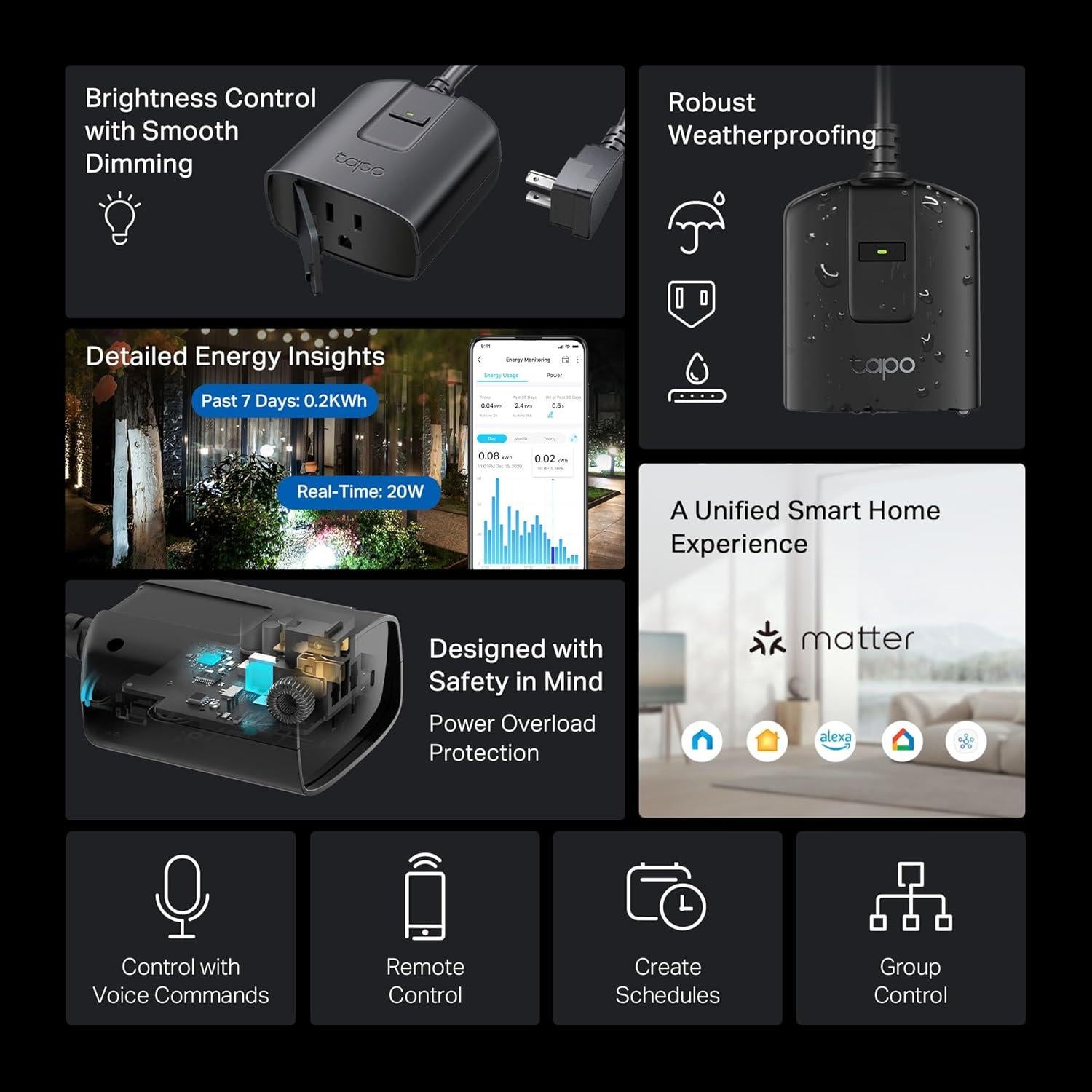 Enchufe Dimmer Inteligente Tapo P430M IP65 Control App