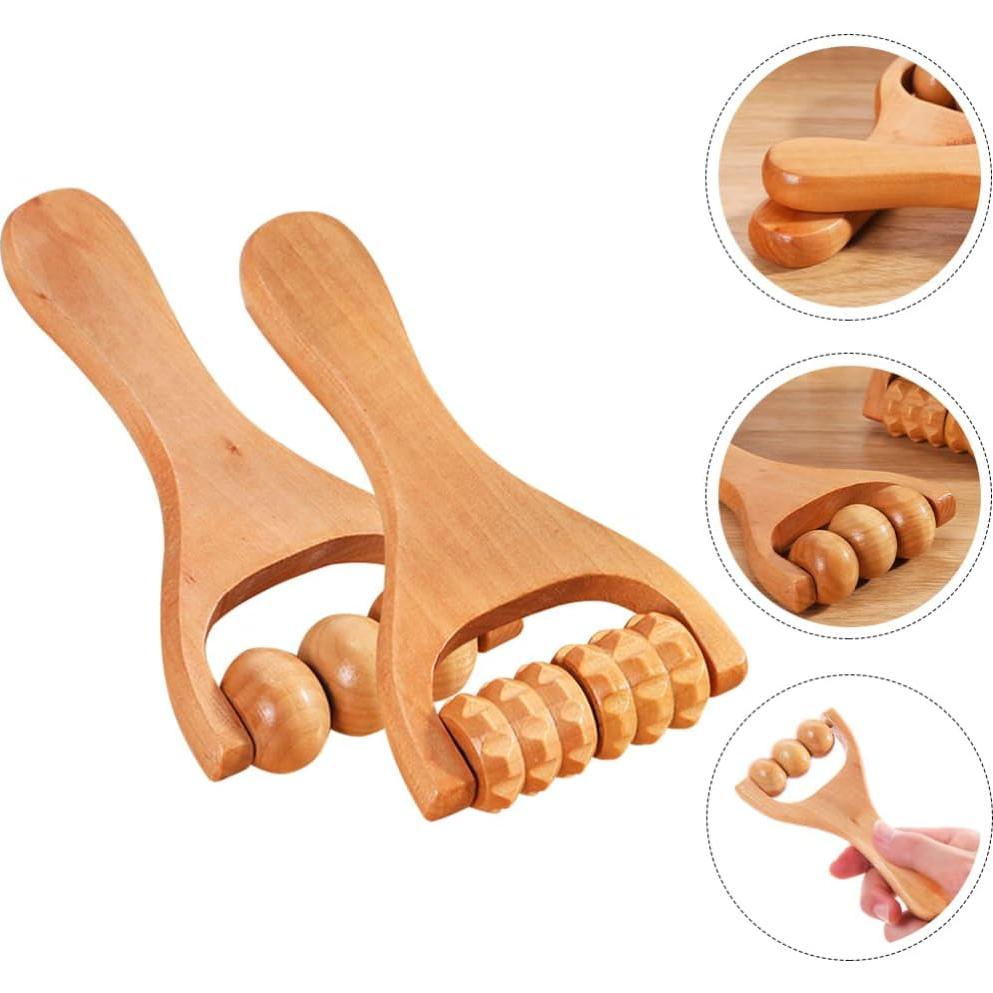 Rodillo de Masaje de Madera Ciieeo - 2 Pack para Alivio Muscular